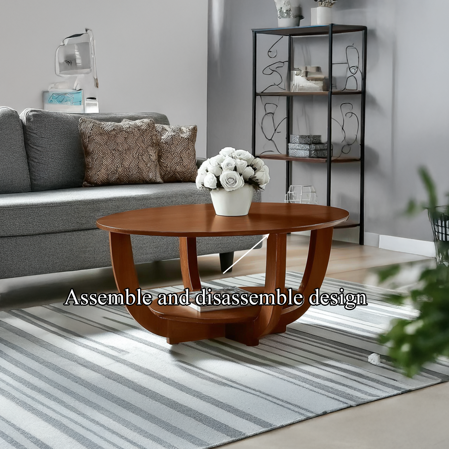 Midcentury Modern Round Coffee Table Living Room SINLSACF036