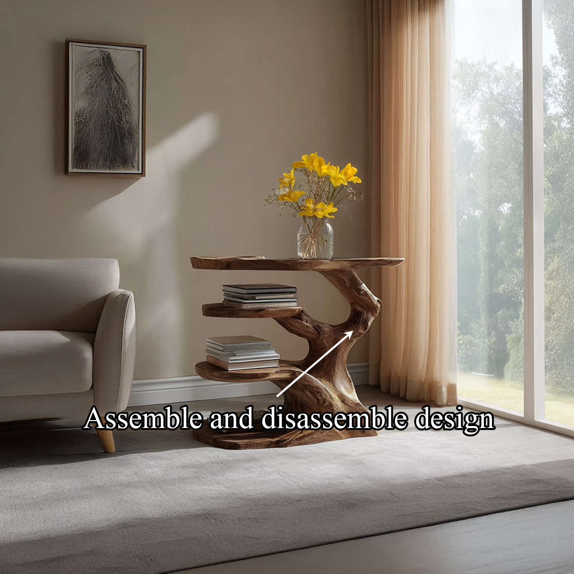 Free Standing Rustic Tree Side Table Bedroom SINLSABT088