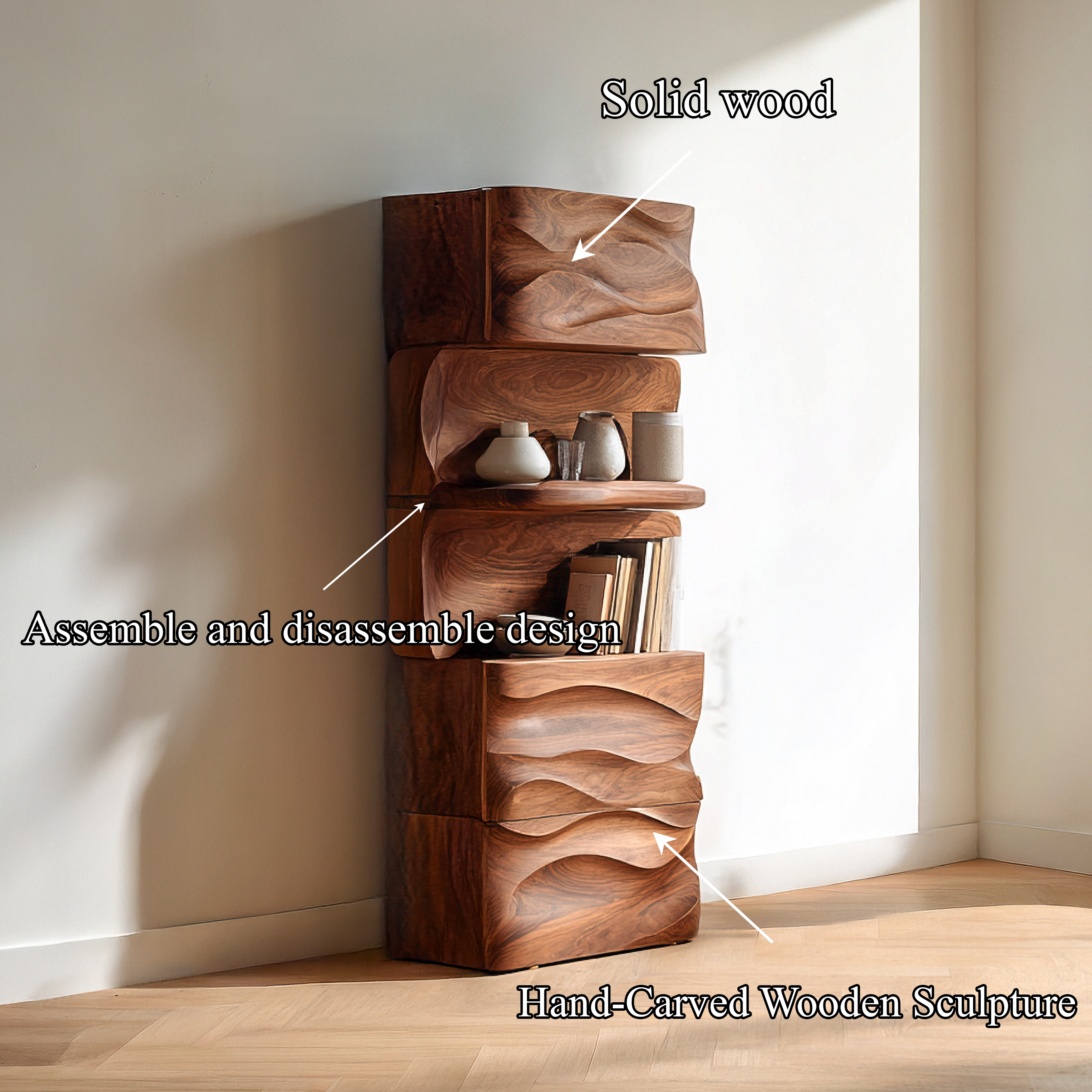 Organic Modern Tall Display Shelf For Living Room And Study SINLSASC435