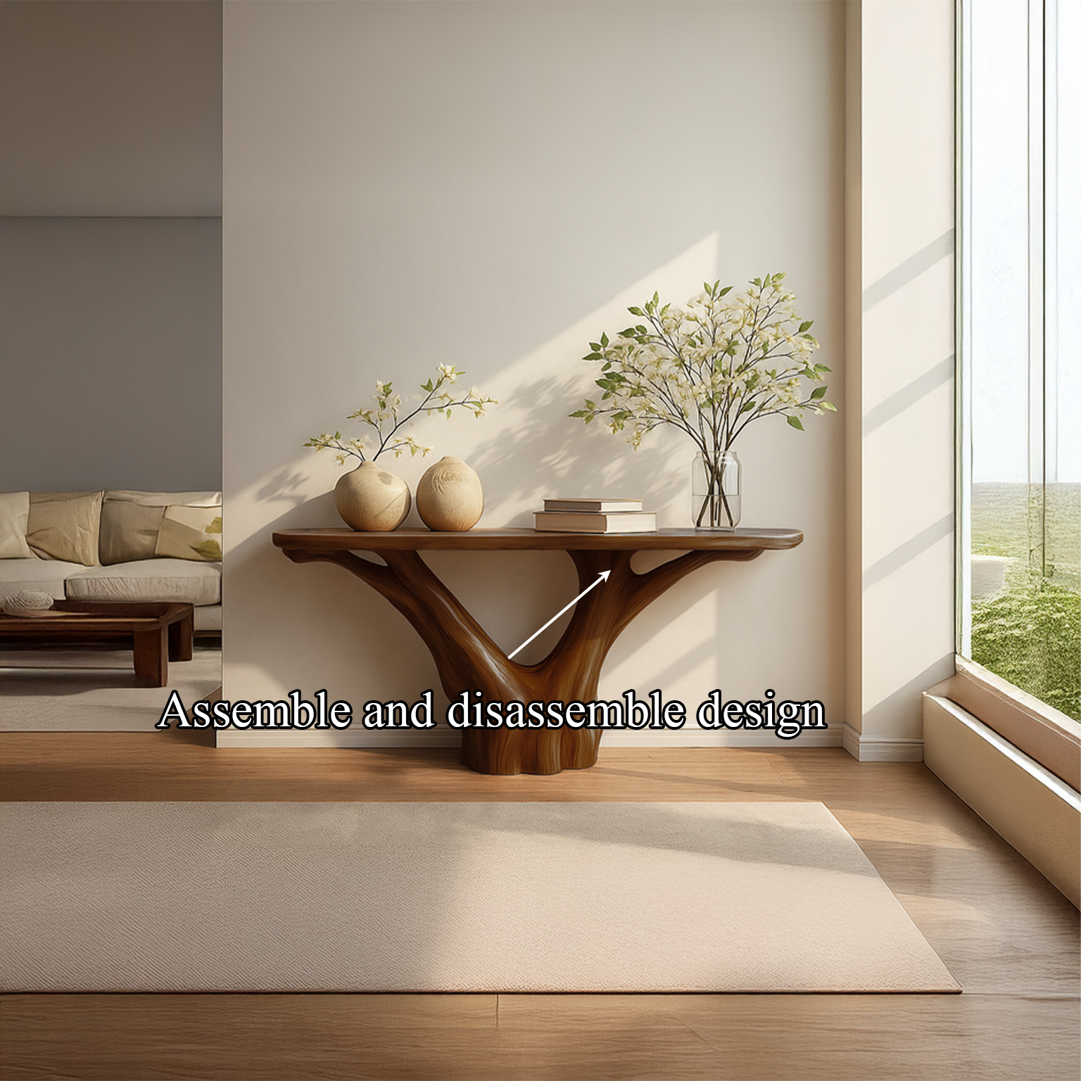 Mid Century Organic Console Table Entryway SINLSACS242