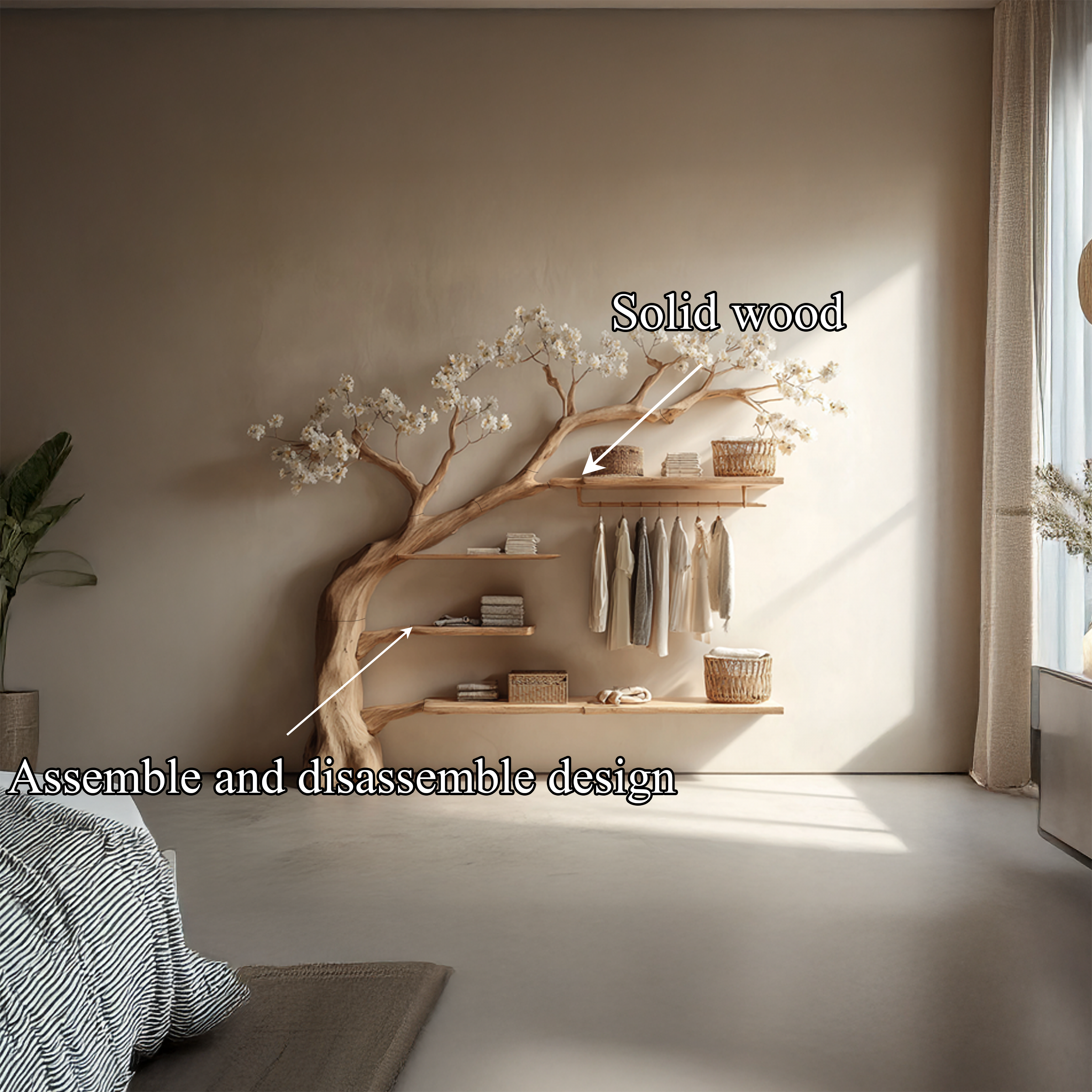 Rustic Tree Wardrobe Bedroom SINLSATB283SHNA