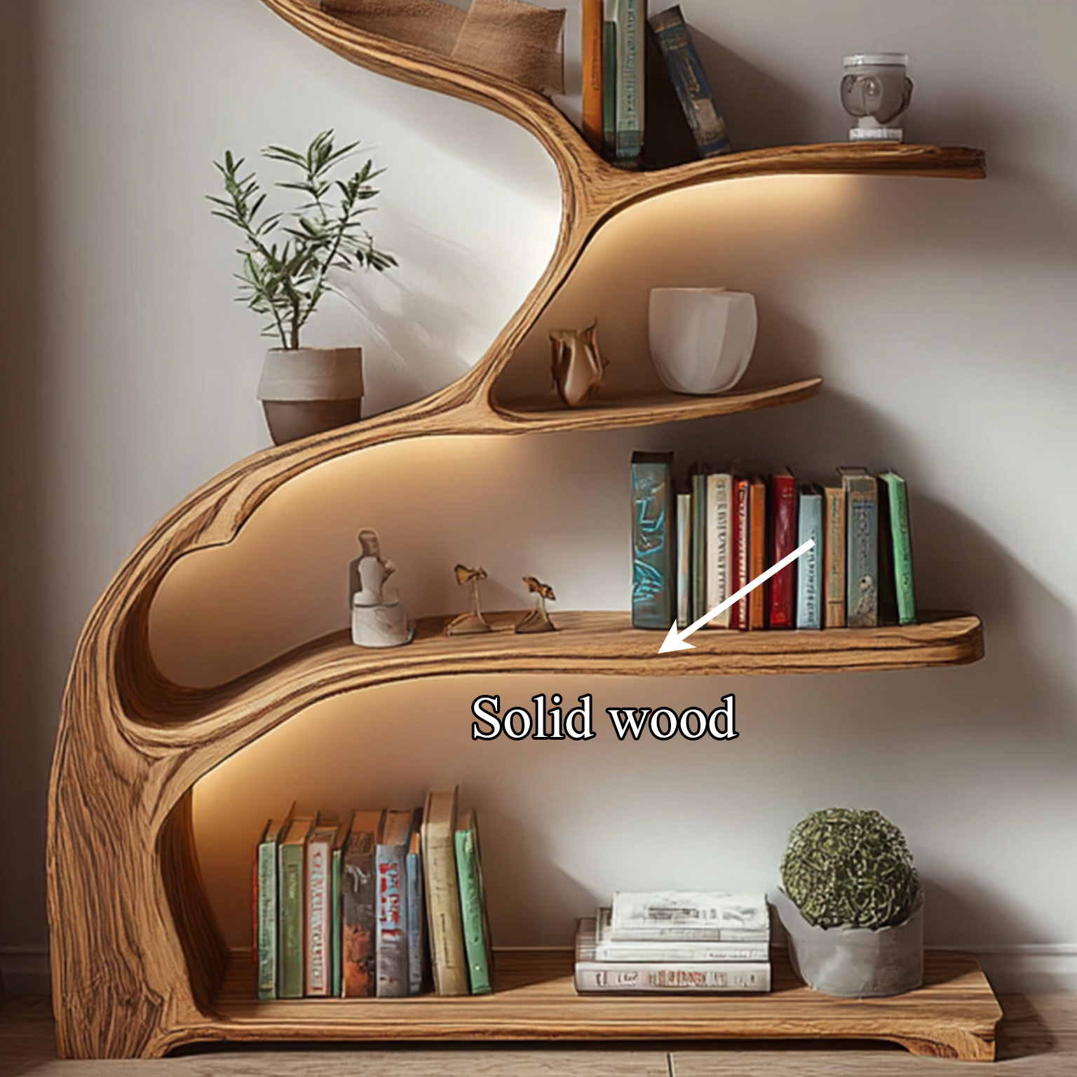 Tree Bookshelf Wooden Live Edge Rustic Farmhouse Gift SINLSATB189