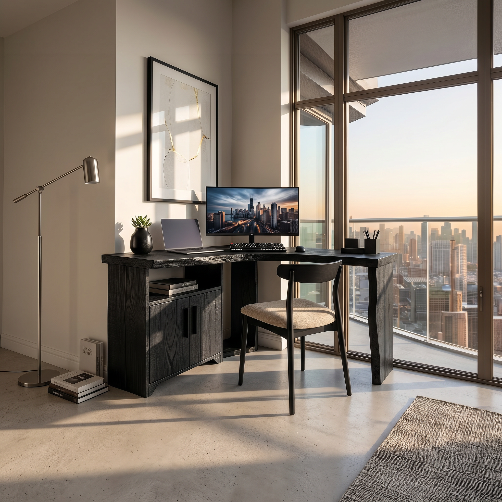 Modern Corner Desk With Cabinet Storage For Creative Home Office SILDTTRDE010