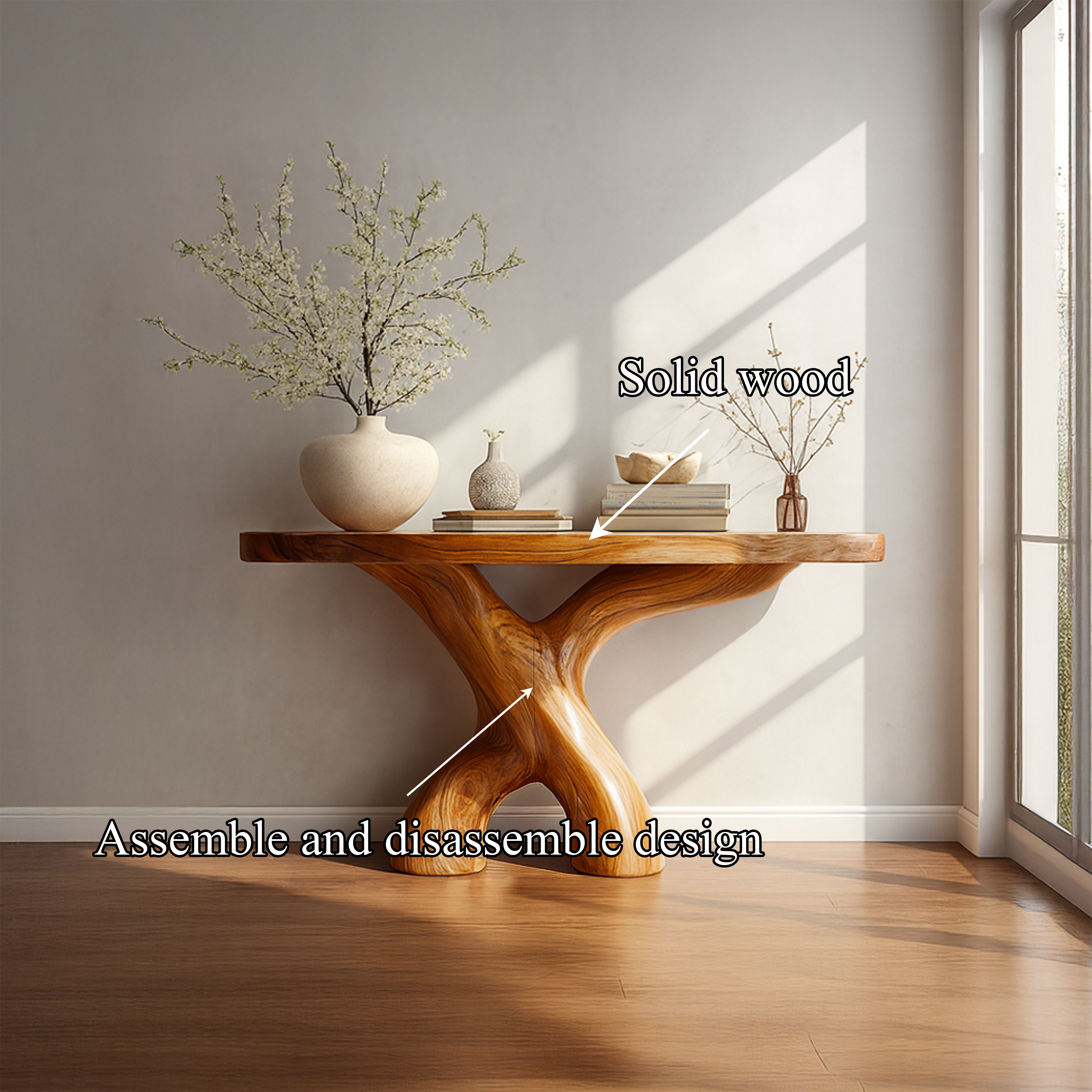 Mid Century Organic Console Table Hallway Or Entryway SINLSACS025