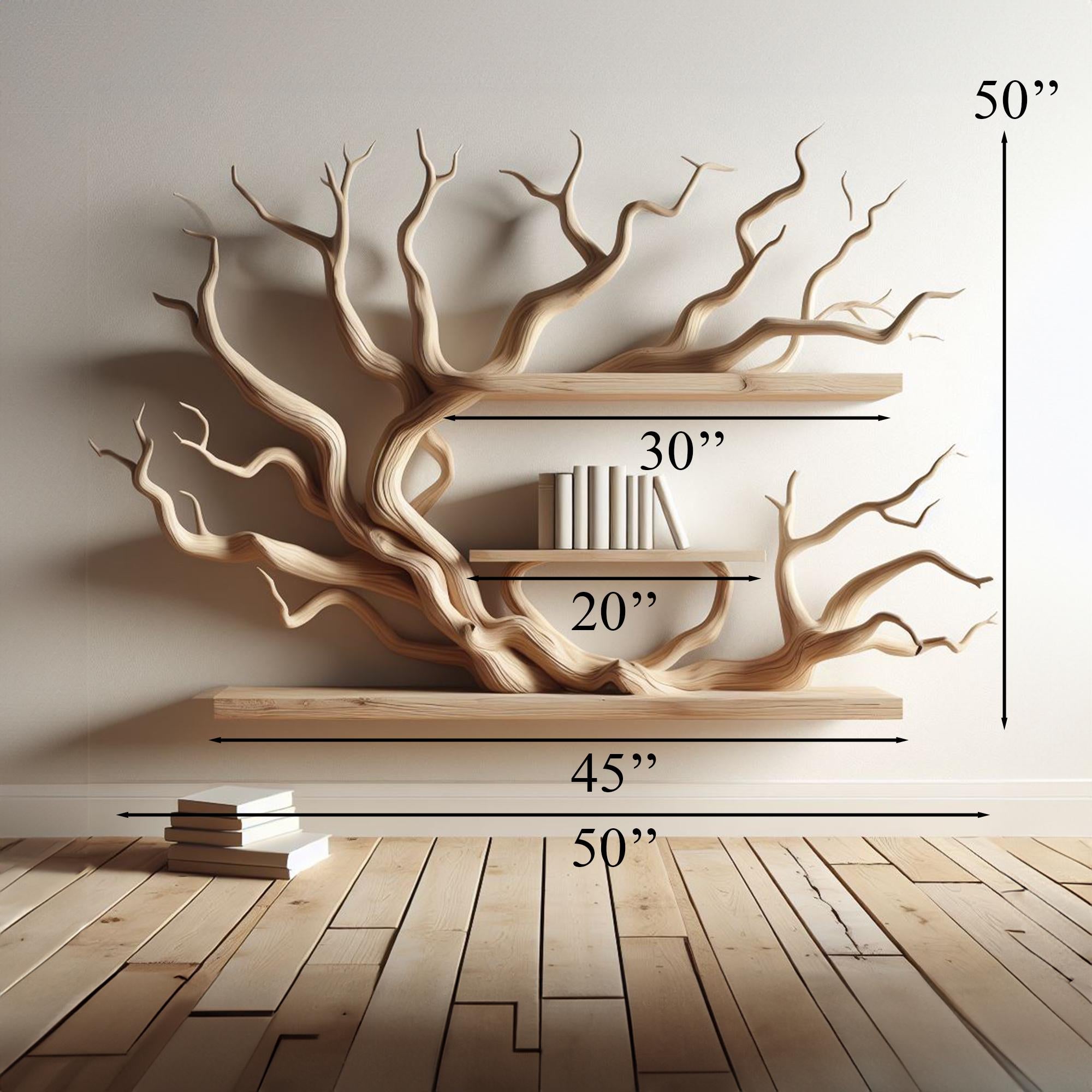 Tree Branch Floating Corner Shelf Mini Bookcase Driftwood SINLTB130
