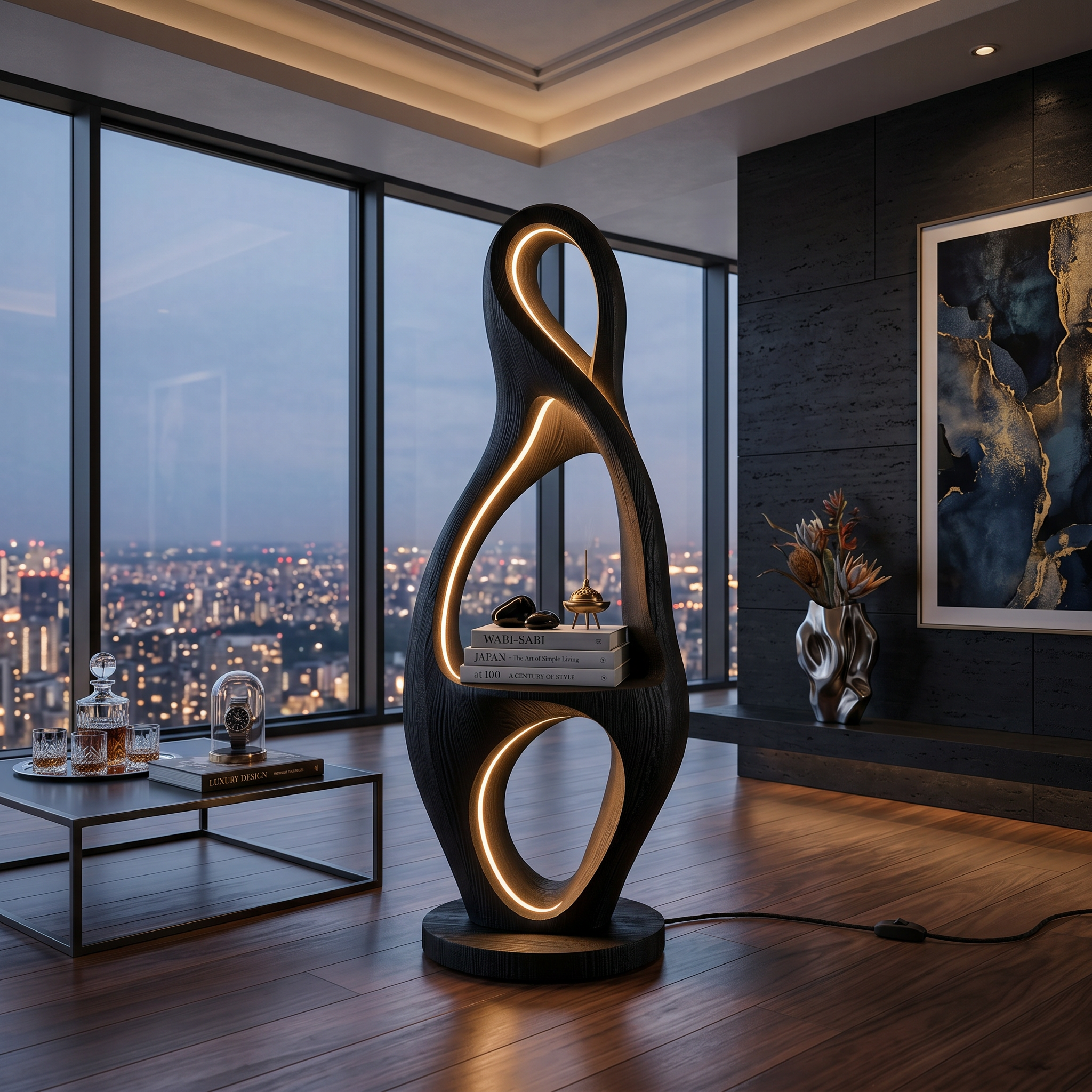 Organic Loop Lamp With Shelf For Living Room SILDTTNLAM021