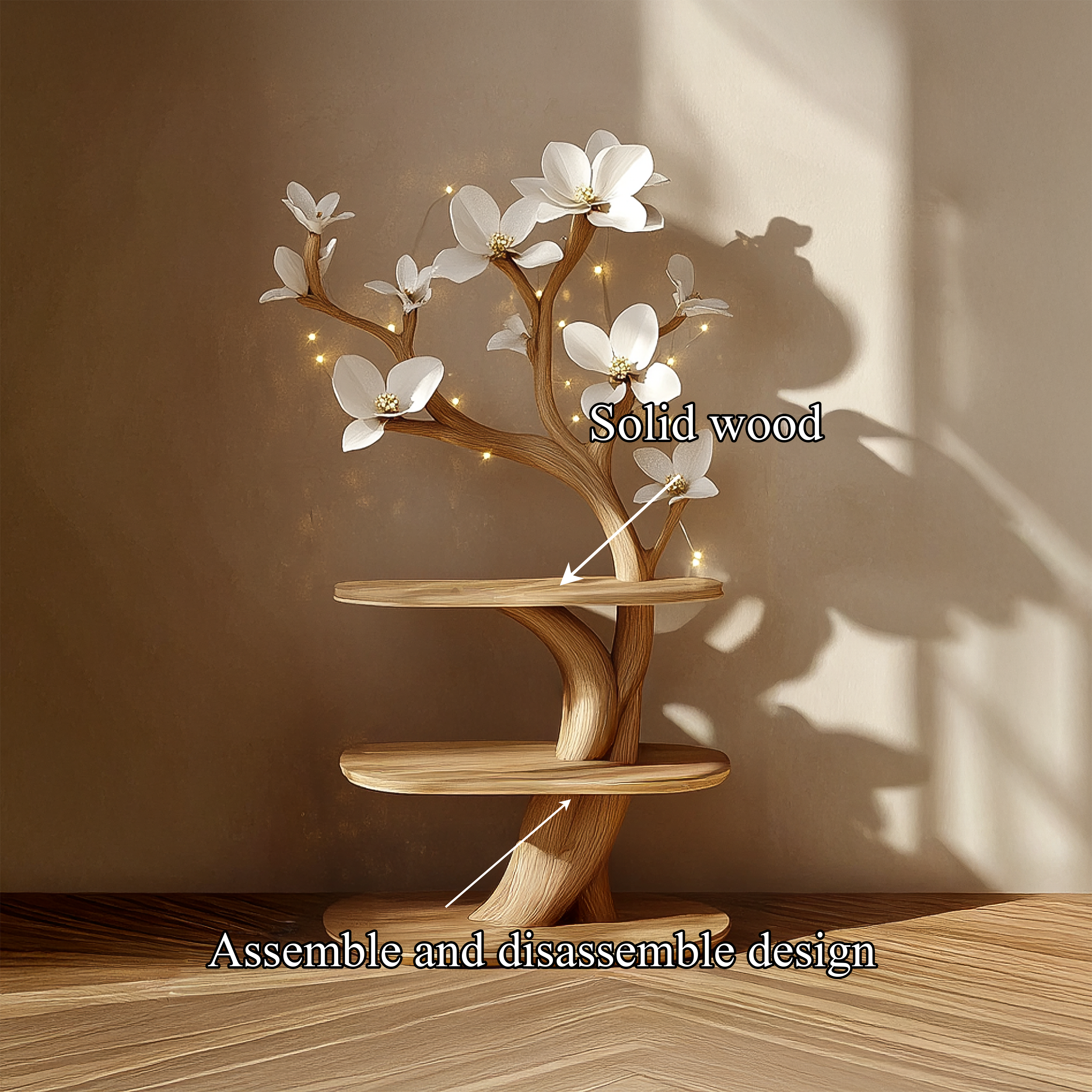 Mid Century Rustic Tree Nightstand Christmas Bedroom Decor SINLSABT217