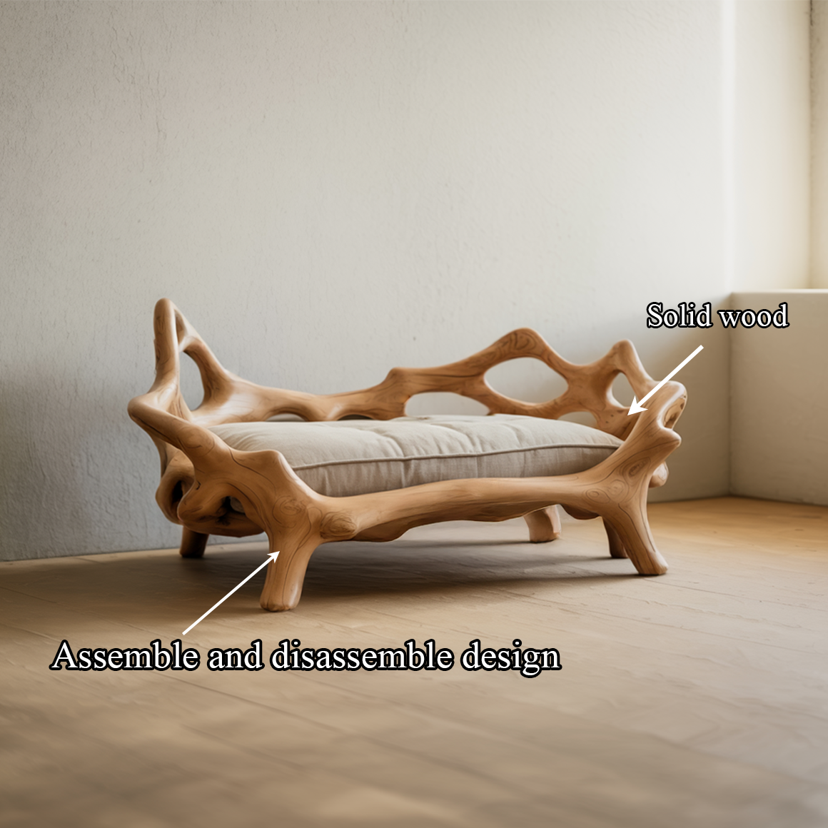 Rustic Sculptural Decorative Pet Bed For Living Room And Interior Space SINLSAPB007
