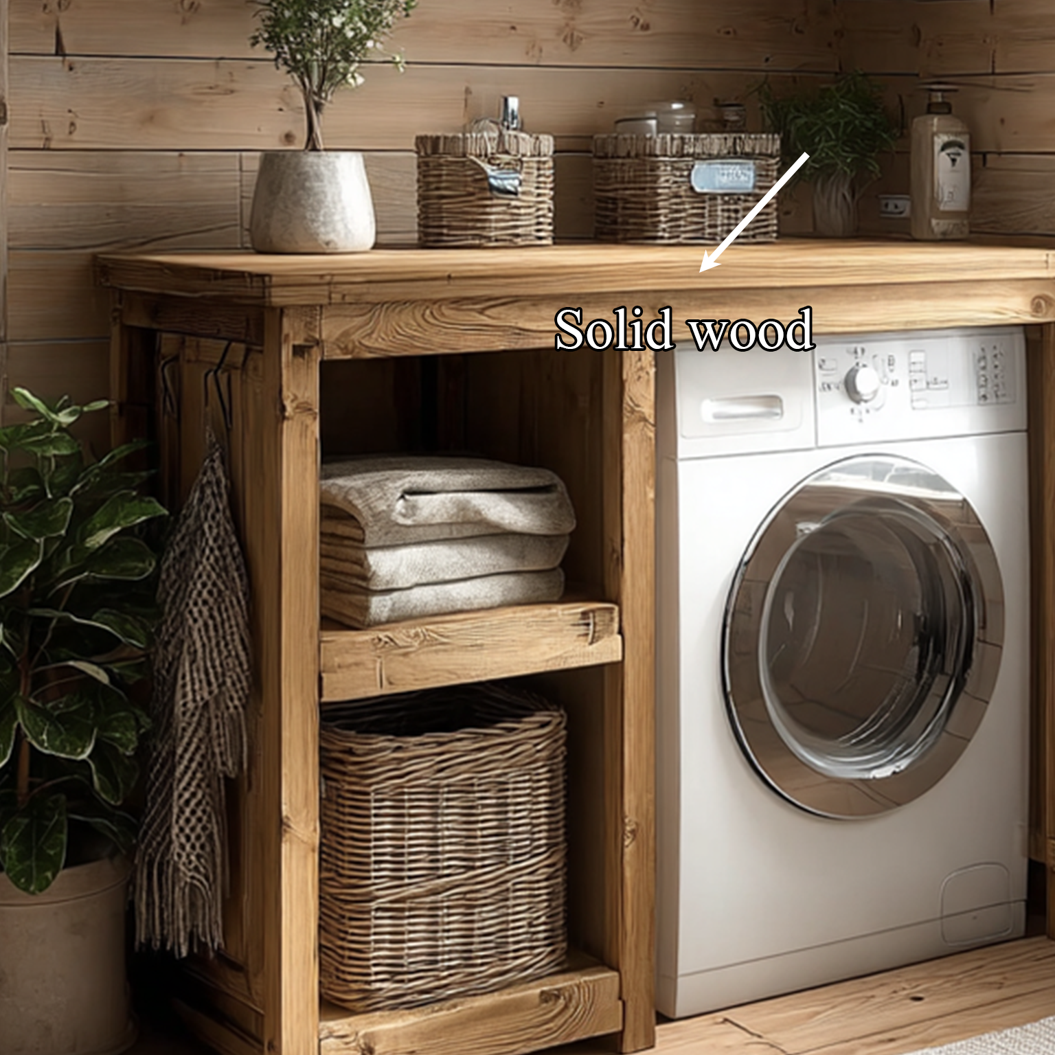 Laundry Cabinet Solid Wood Rustic Utility Gift SINLSALN002