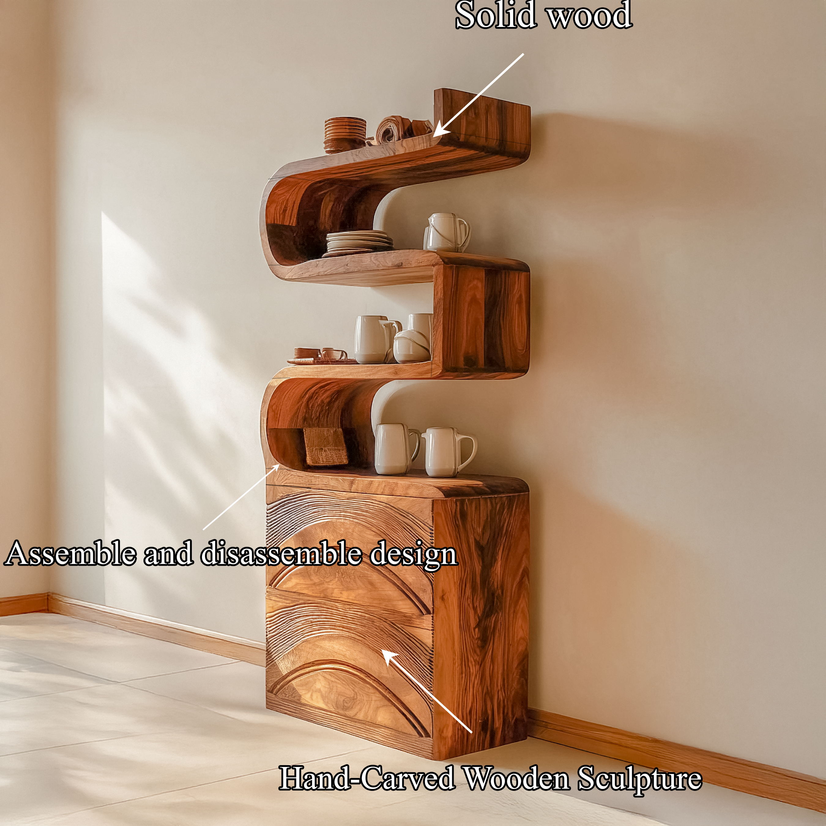 Organic Modern Cabinet Shelf Unit For Living Room And Study SINLSASC440