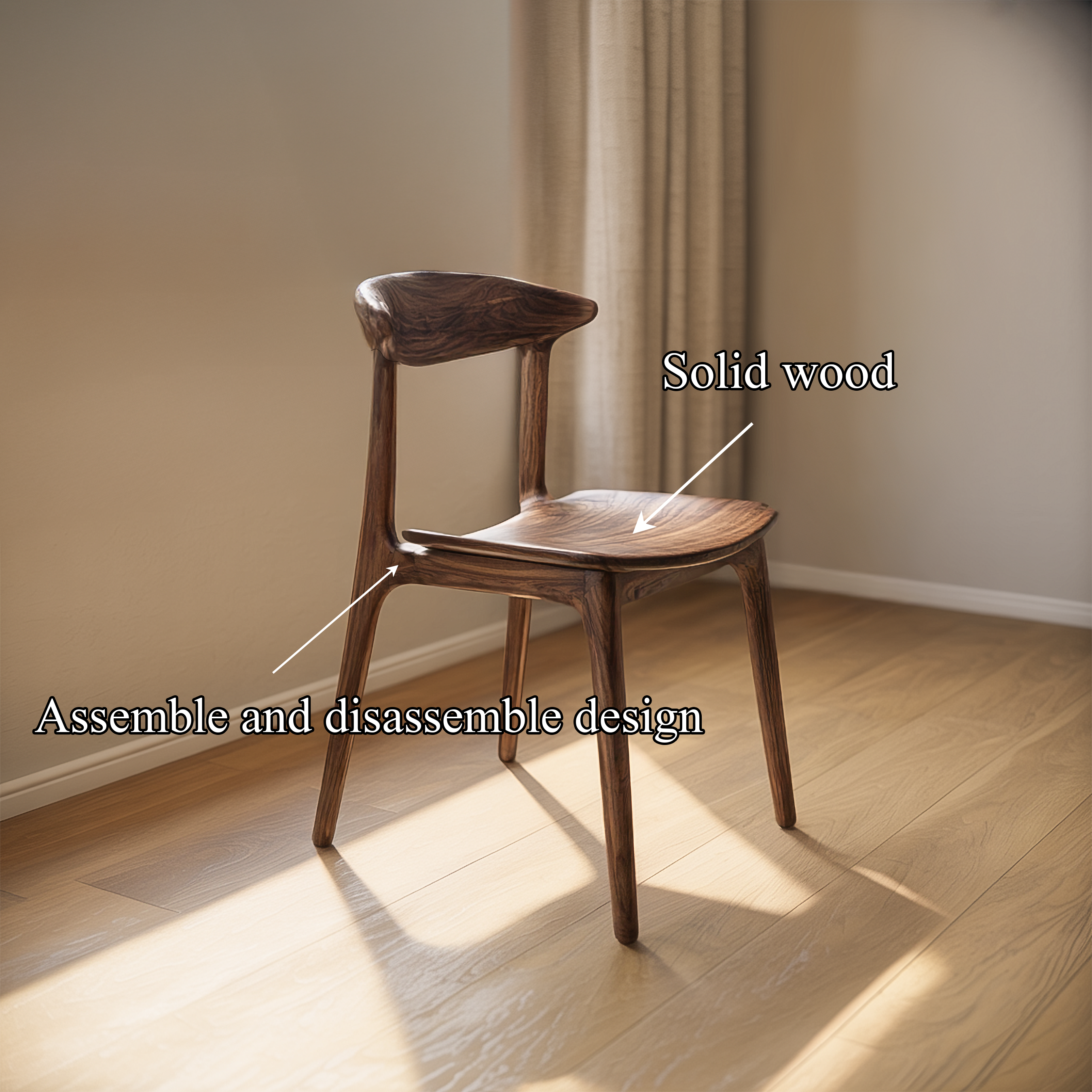 Organic Modern Sculptural Wooden Chair Dining Room Or Kitchen SINLSAWC032