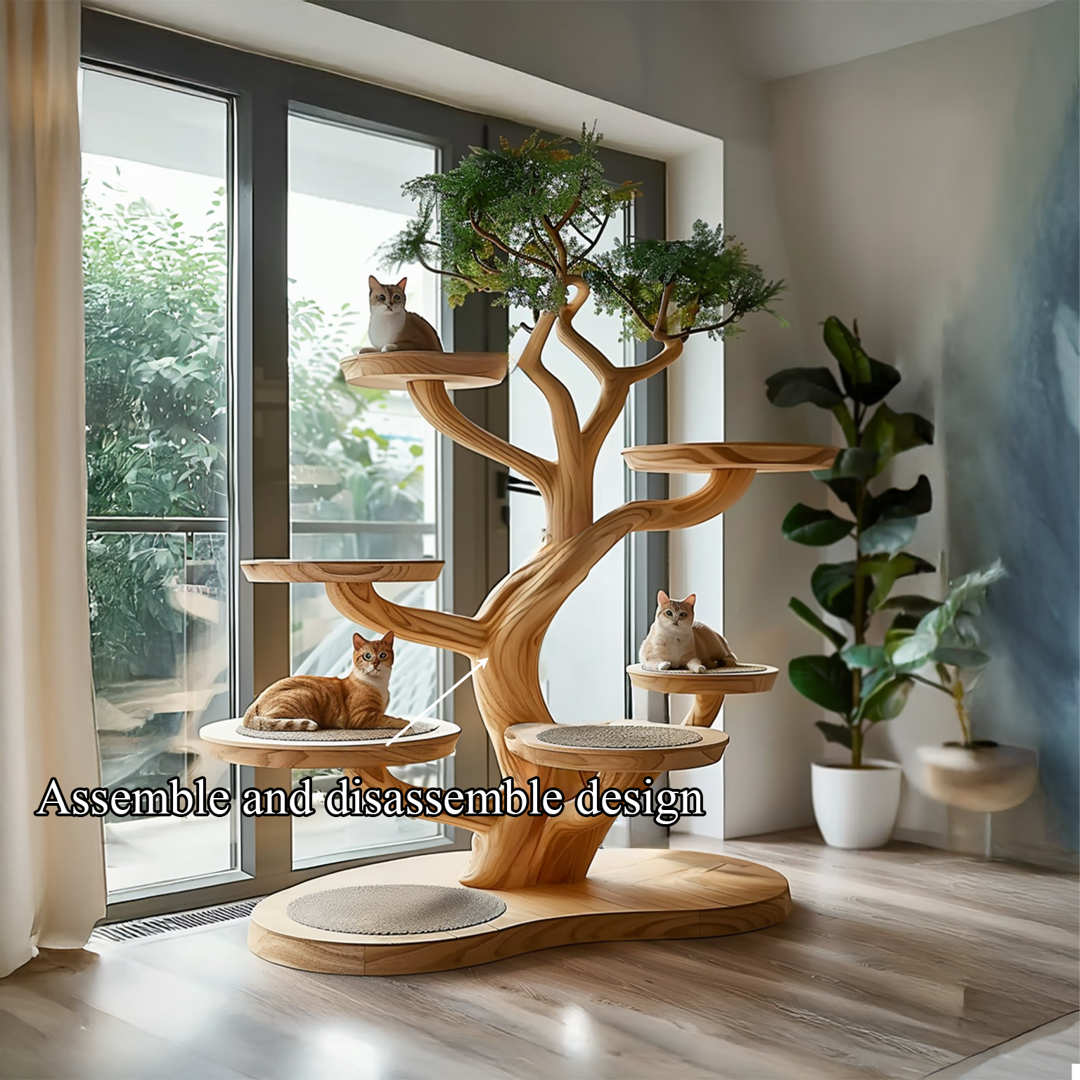 Cat Shelf Wall Natural Living Room Decor room Perfect Pet Gift SINLTT022