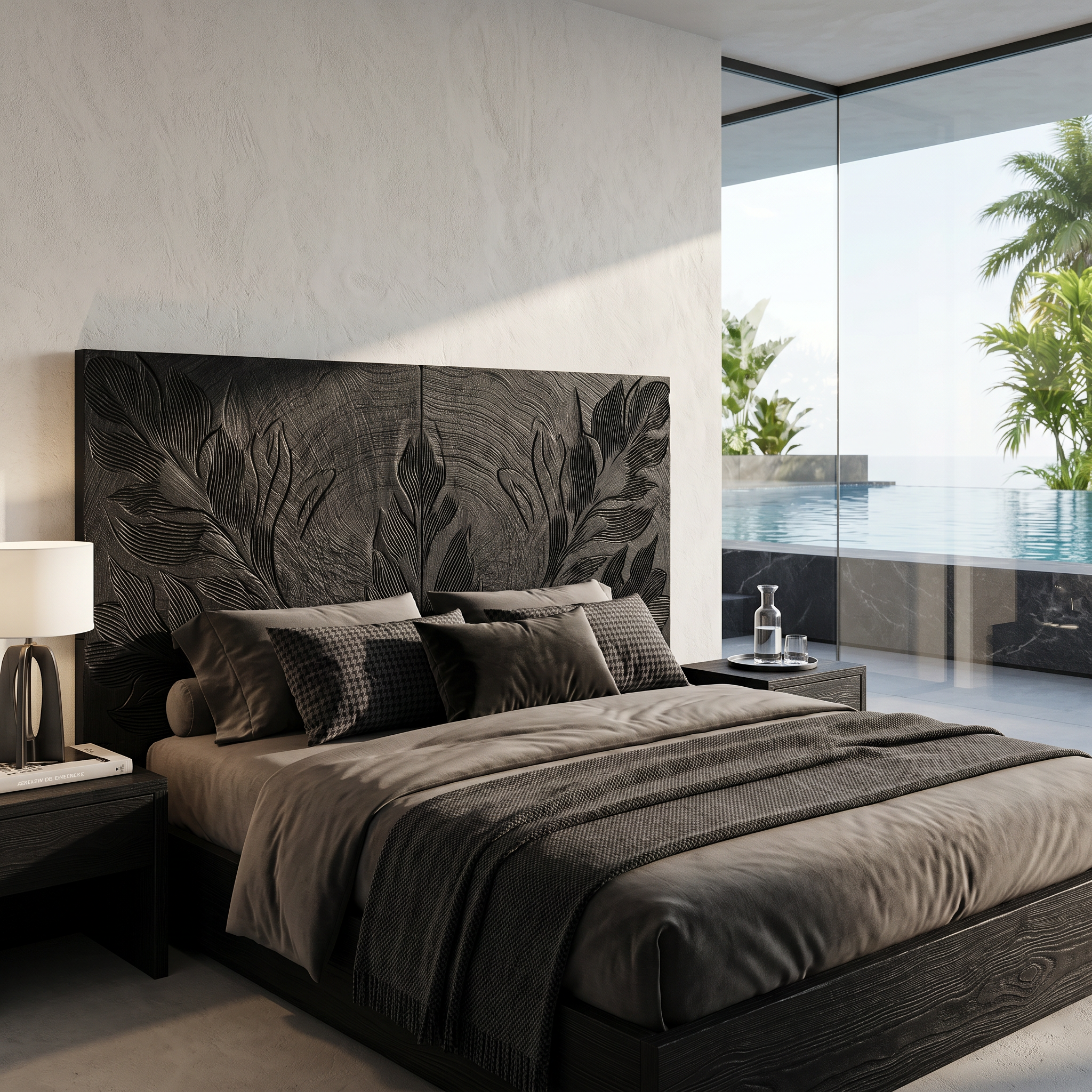 Tropical Botanical Wood Headboard For Warm Coastal Bedroom SILDTTRHB023