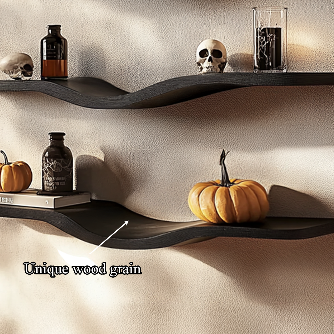 Mid Century Wavy Shelf Halloween Wall Living Room Decor SINLSAWV016