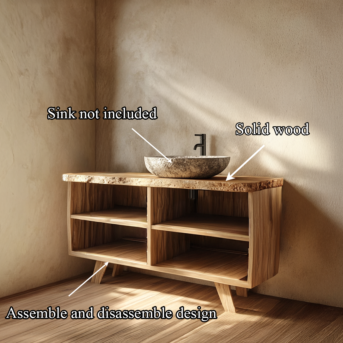 Rustic Bathroom Vanity Thick Wood Bathroom Aesthetic SINLSABRV236