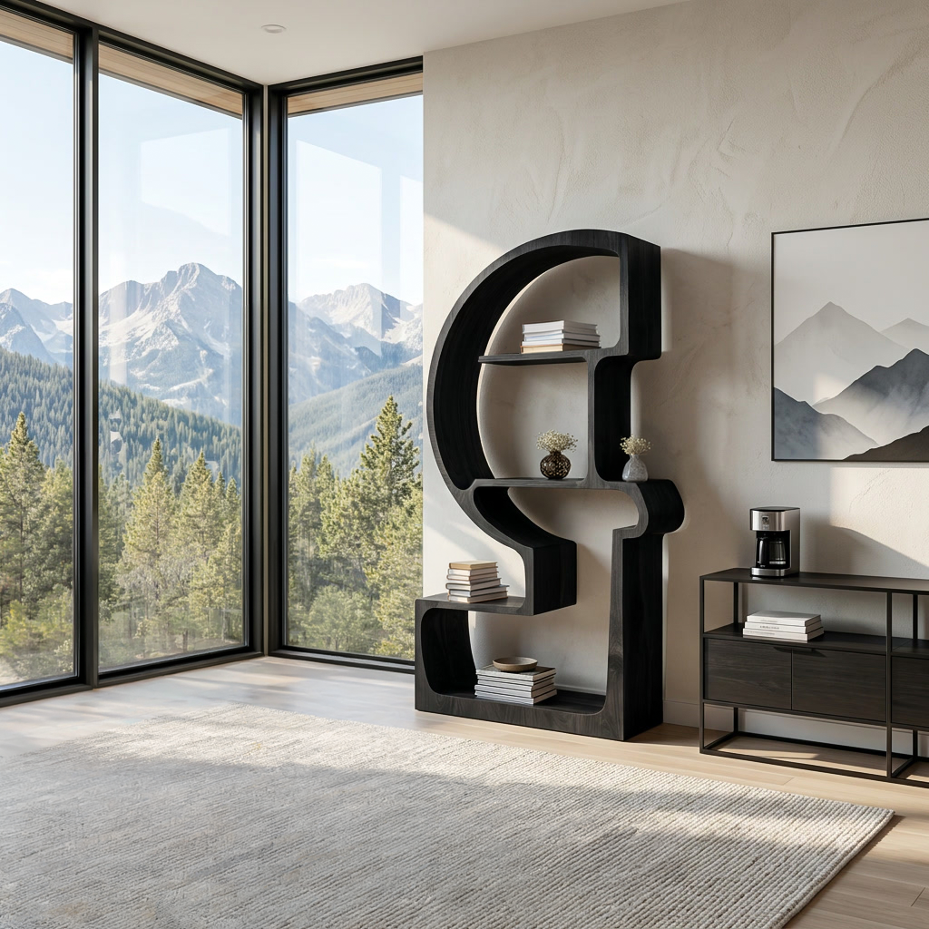 Artistic Wooden Bookshelf With Unique Curved Structure For Home RTTHTTBS127