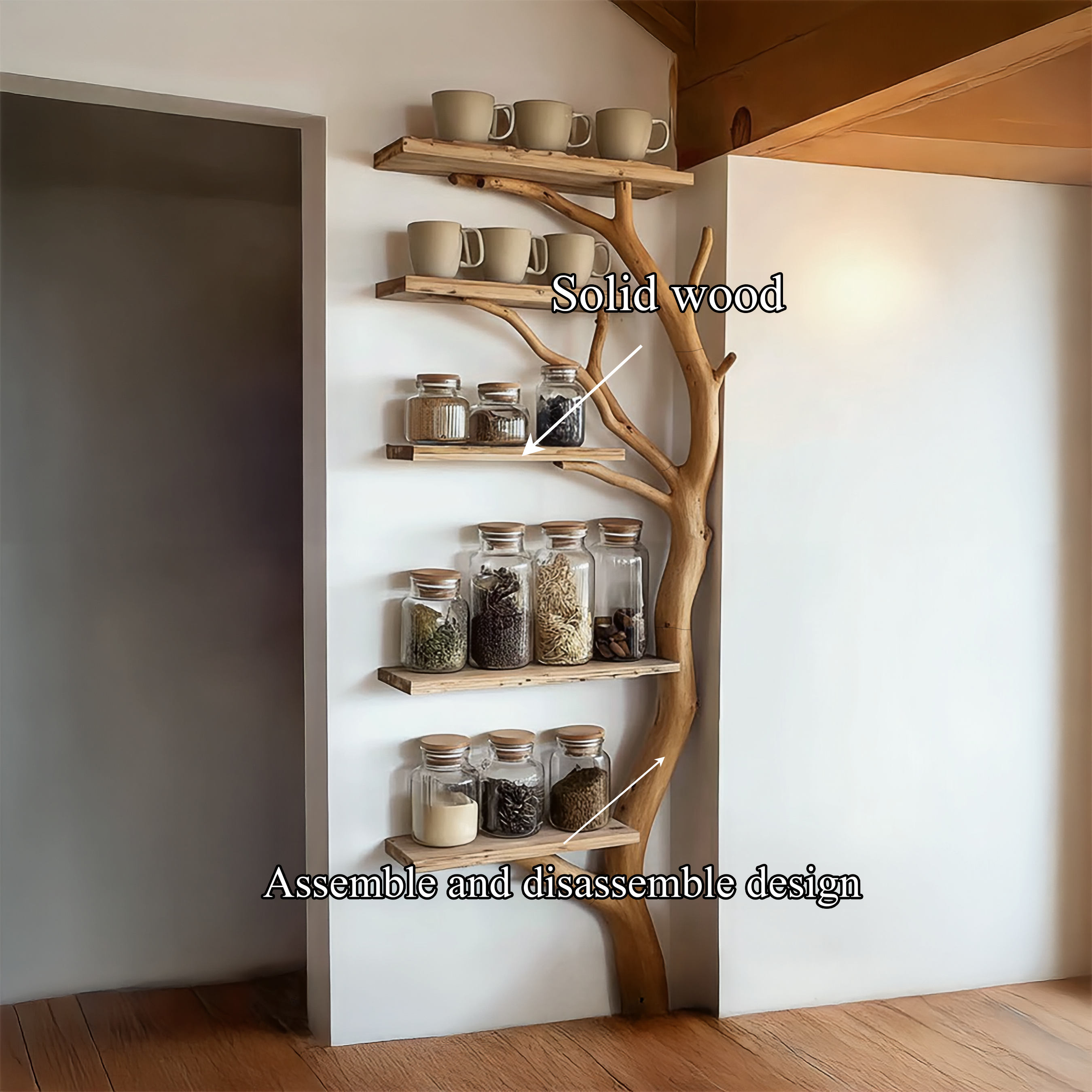 Sculptural Branch Kitchen Storage Shelf Kitchen Interior Pantry Display SINLSATB618