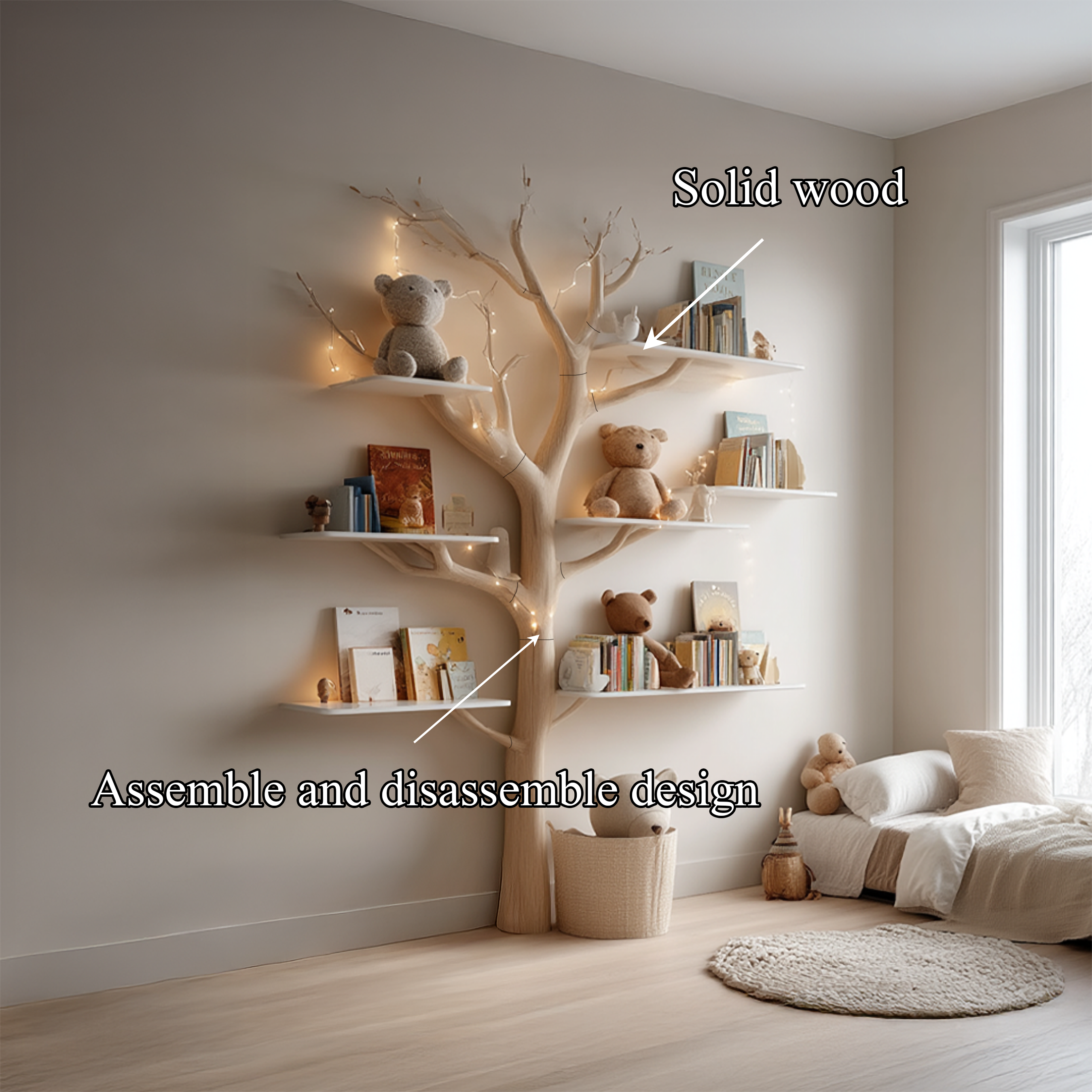 Midcentury Tree Bookcase Study Room Nursery SINLSATB258