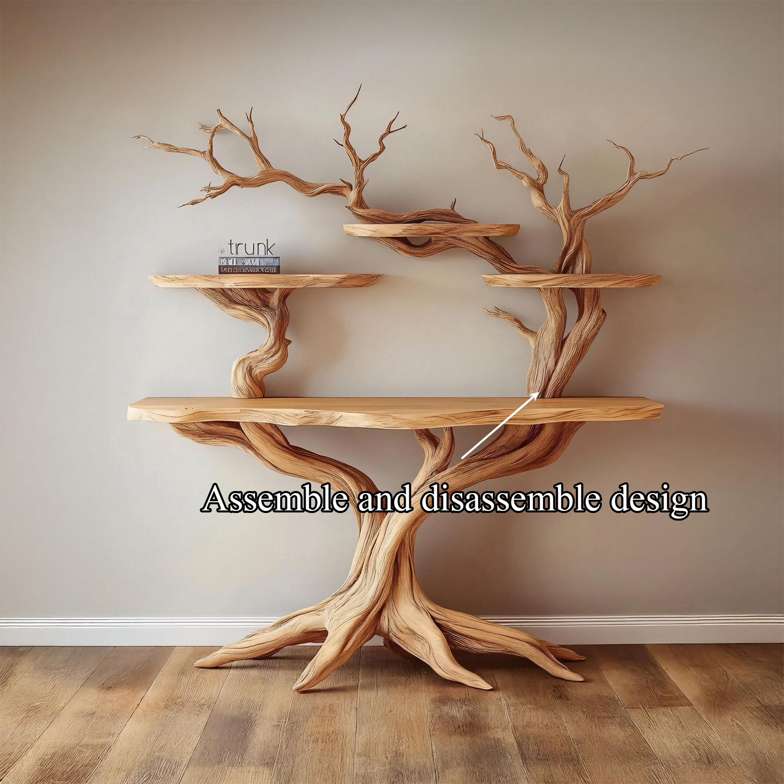 Tree Bookshelf Table Solid Wood Nature Style Gift SINLSACS097