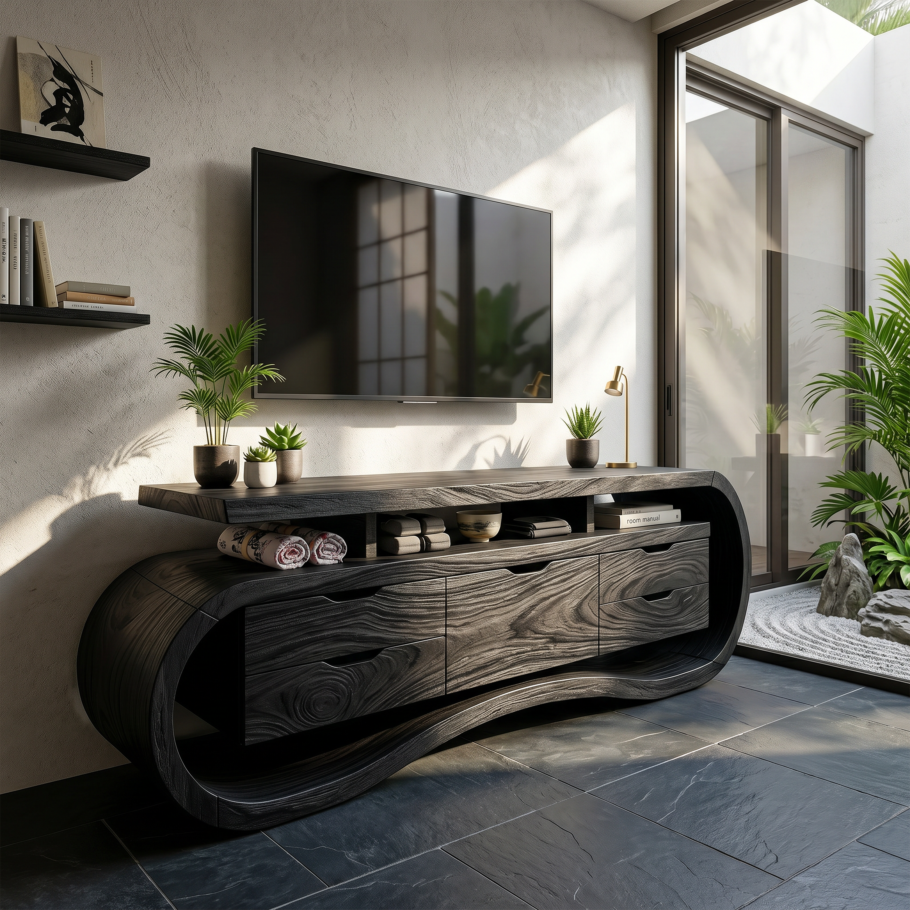 Rustic Mediterranean Media Console For Warm Villa Interior SILDTTRTVC100