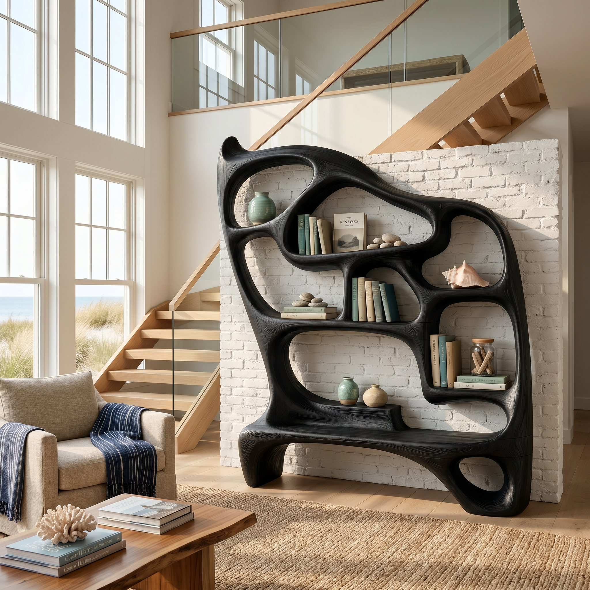 Mid Century Display Bookshelf For Open Living Area SILDTTNBS054
