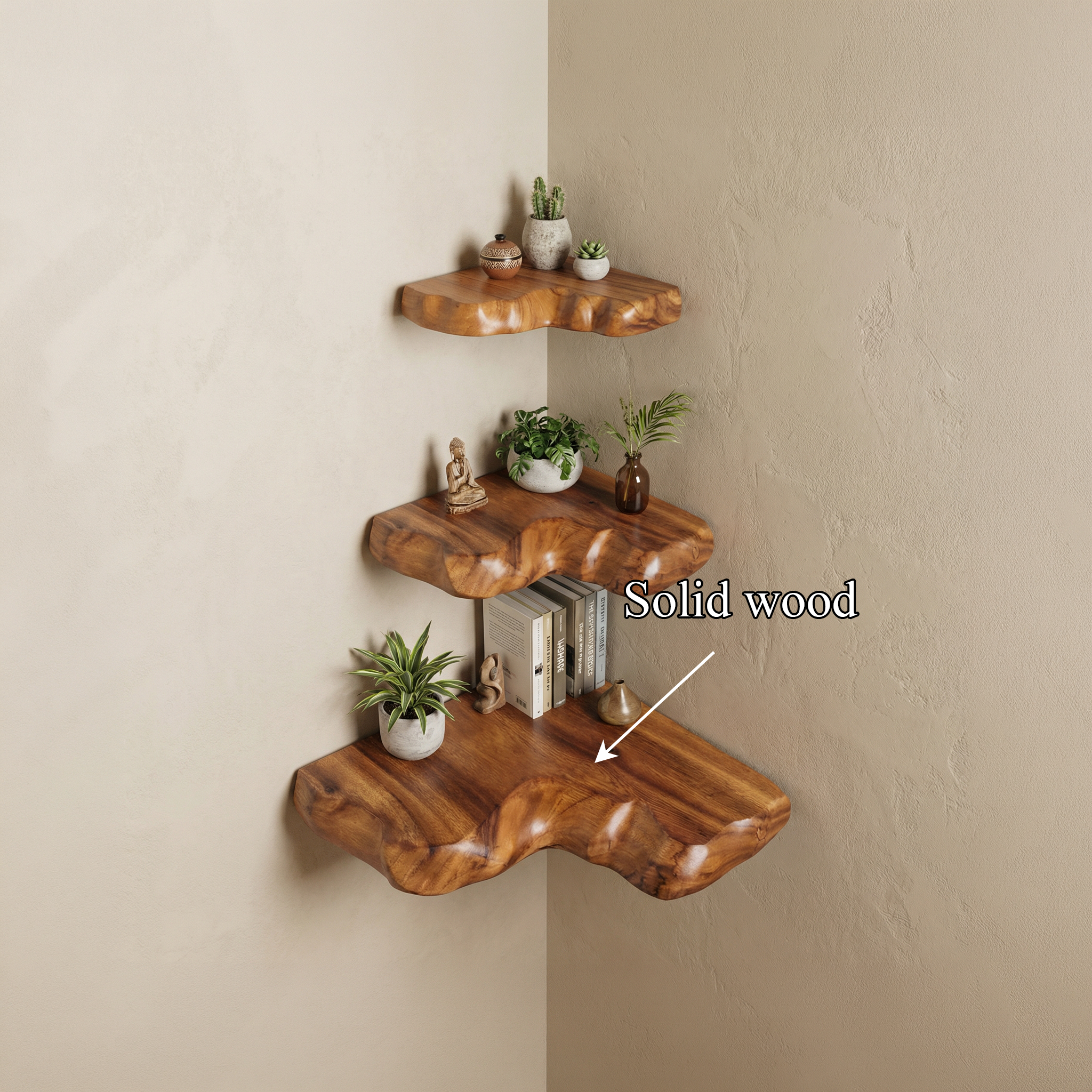 Rustic Corner Floating Shelf For Living Room And Wall Decor SINLSACN016
