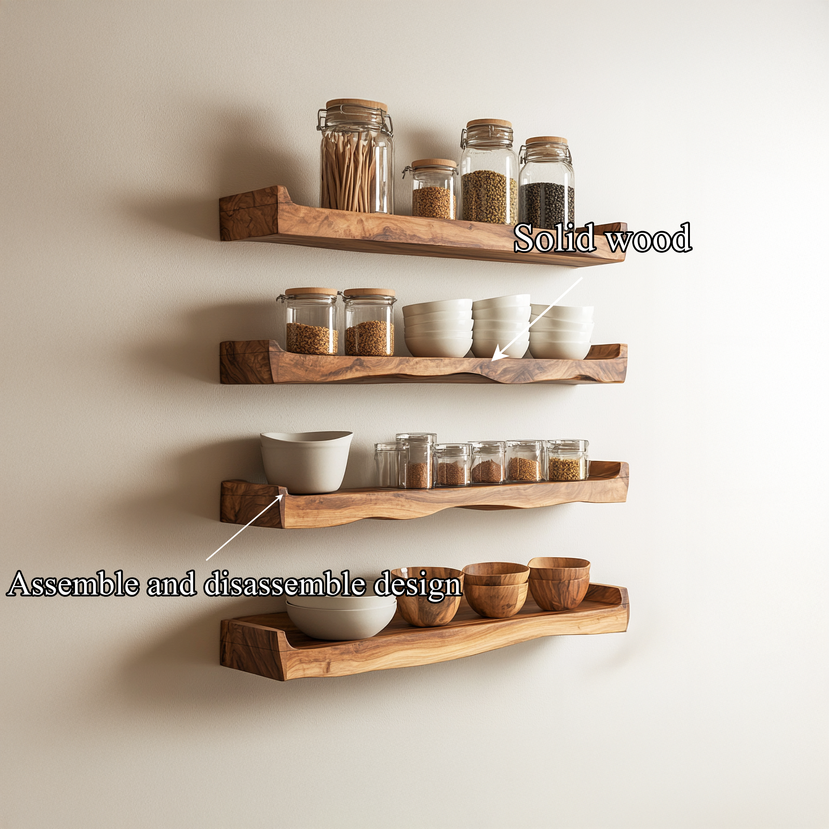 Rustic Wall Organizer Shelf For Kitchen SINLSAKS004