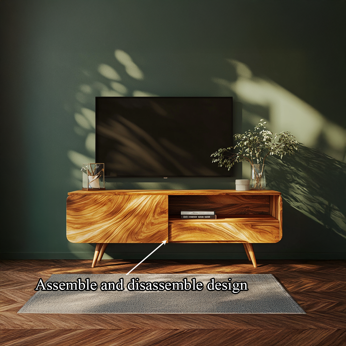 Organic Modern Sculpted Wooden TV Cabinet Living Room Interior Display SINLSASC243