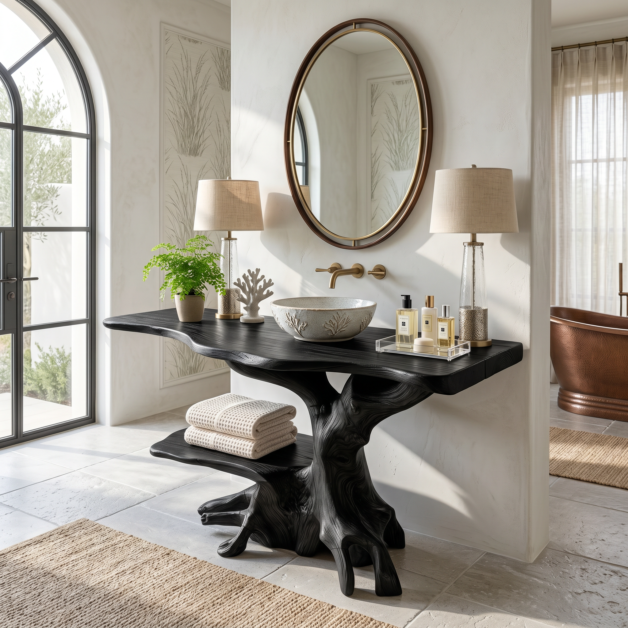 Farmhouse Live Edge Bathroom Vanity Rustic Solid Wood For Bathroom SILDTTRBRV122