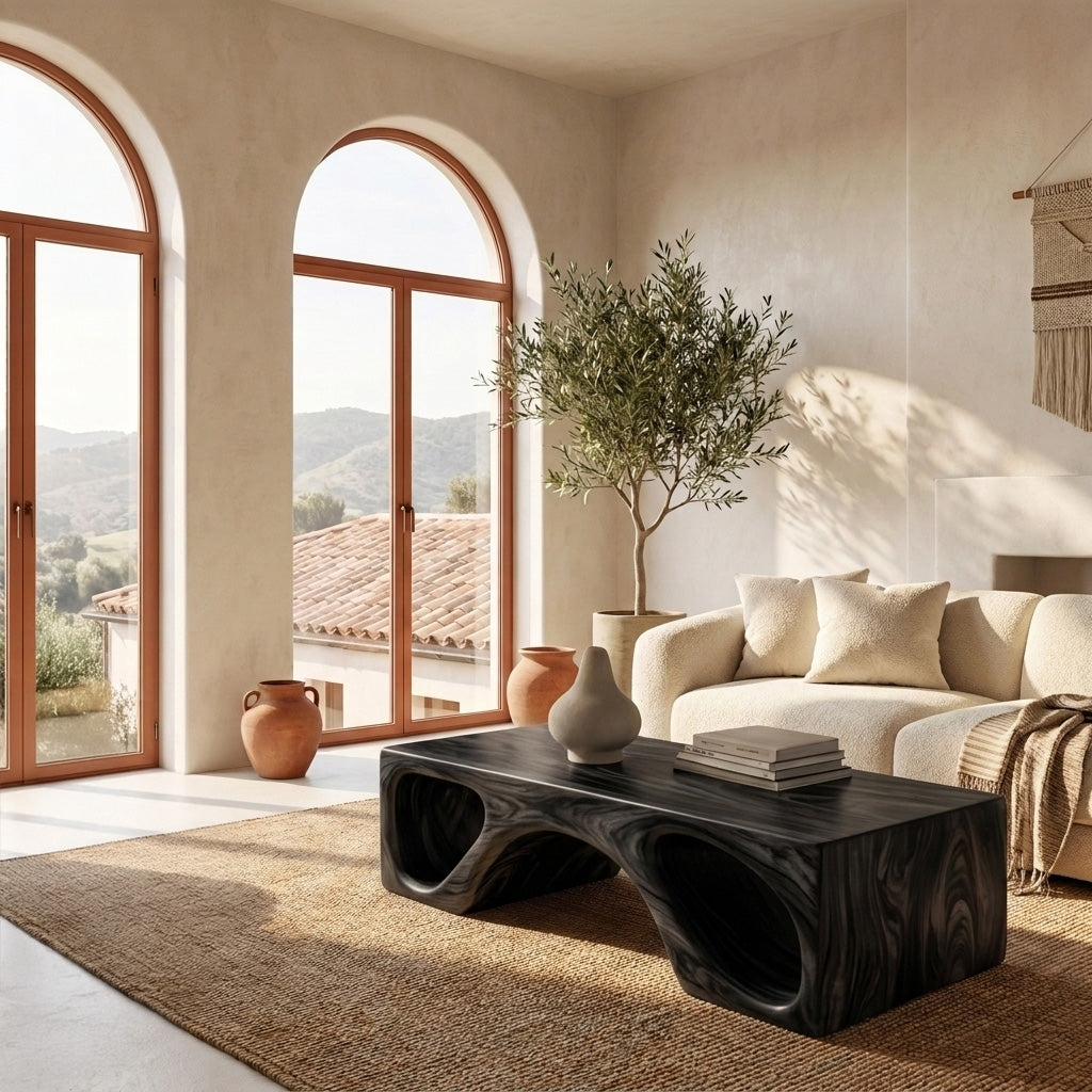 Contemporary Natural Wood Coffee Table With Unique Form For Home RTTHHNCF075
