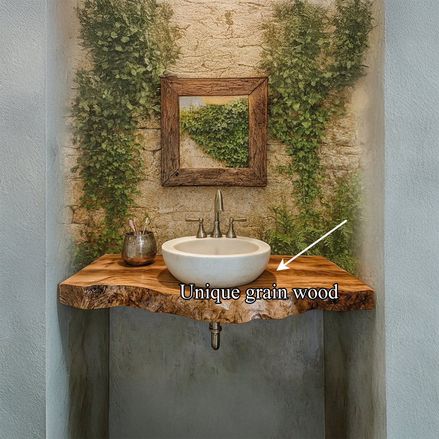 Midcentury Floating Shelf Vanity Powder Room SINLSABRV094