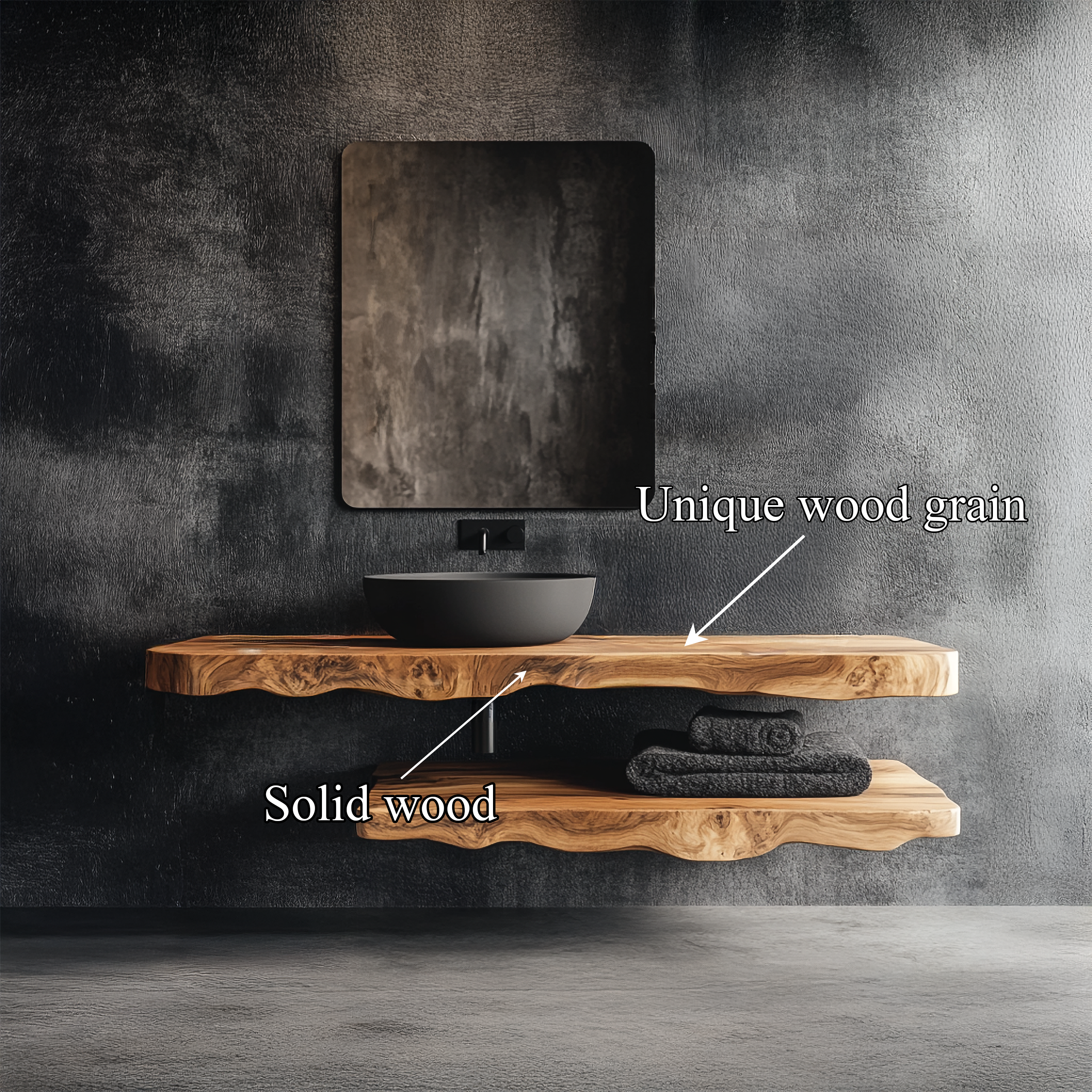 Rustic Bathroom Vanity Shelf Farmhouse Wood Bathroom Accent SINLSABRV243