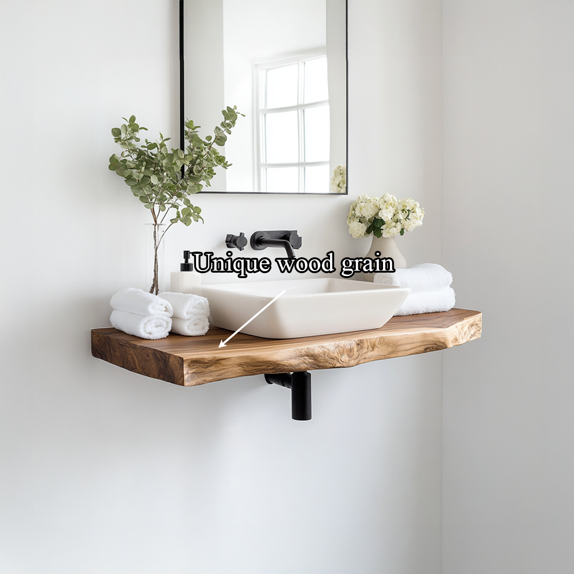 Mid Century Bathroom Vanity Shelf Natural Wood Bathroom Style SINLSABRV225