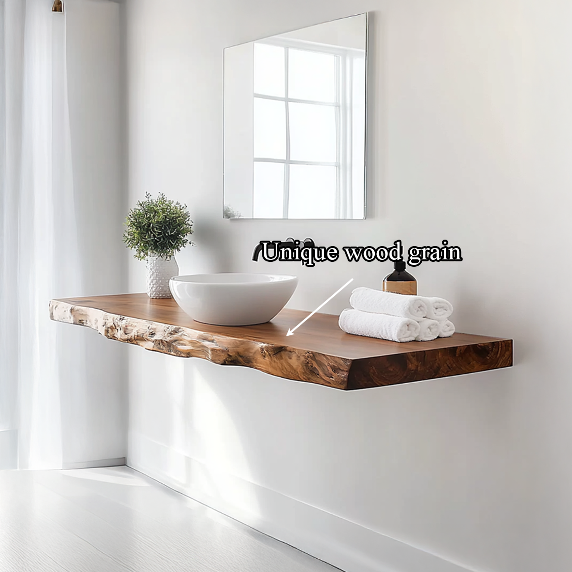 Mid Century Bathroom Vanity Shelf Organic Wood Bathroom Interior SINLSABRV227