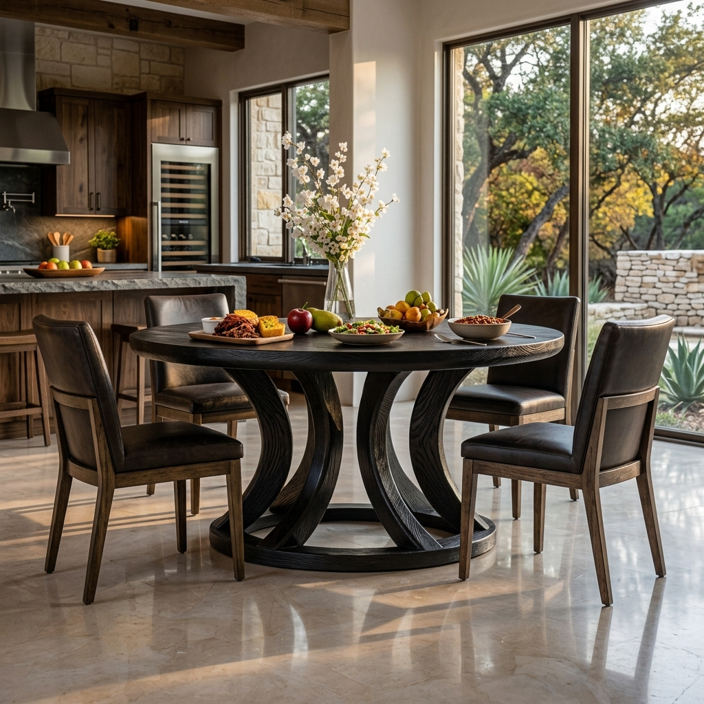 Contemporary Round Dining Table With Curved Unique Base For Dining RTTHTTDN053