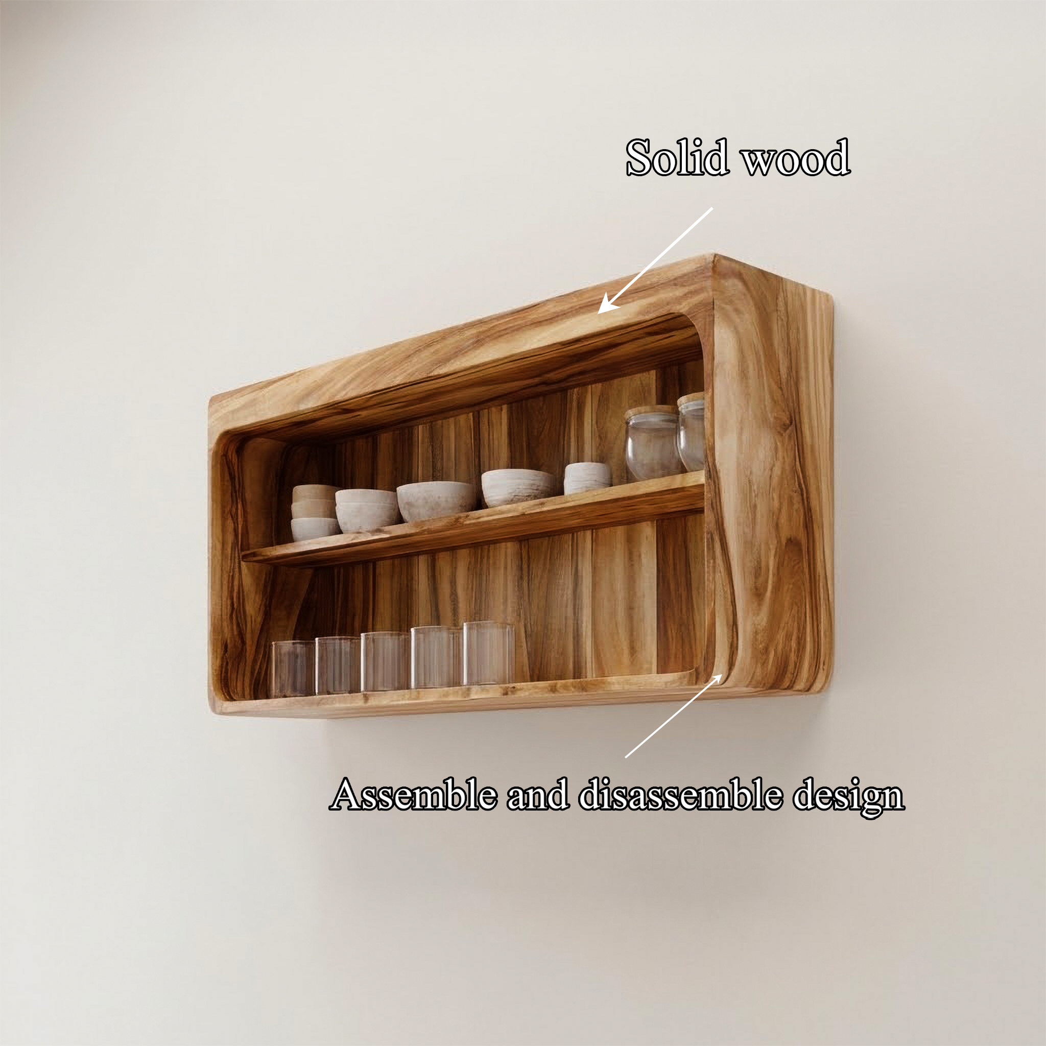 Rustic Wall Display Cabinet For Kitchen Or Dining Area SINLSAKC012