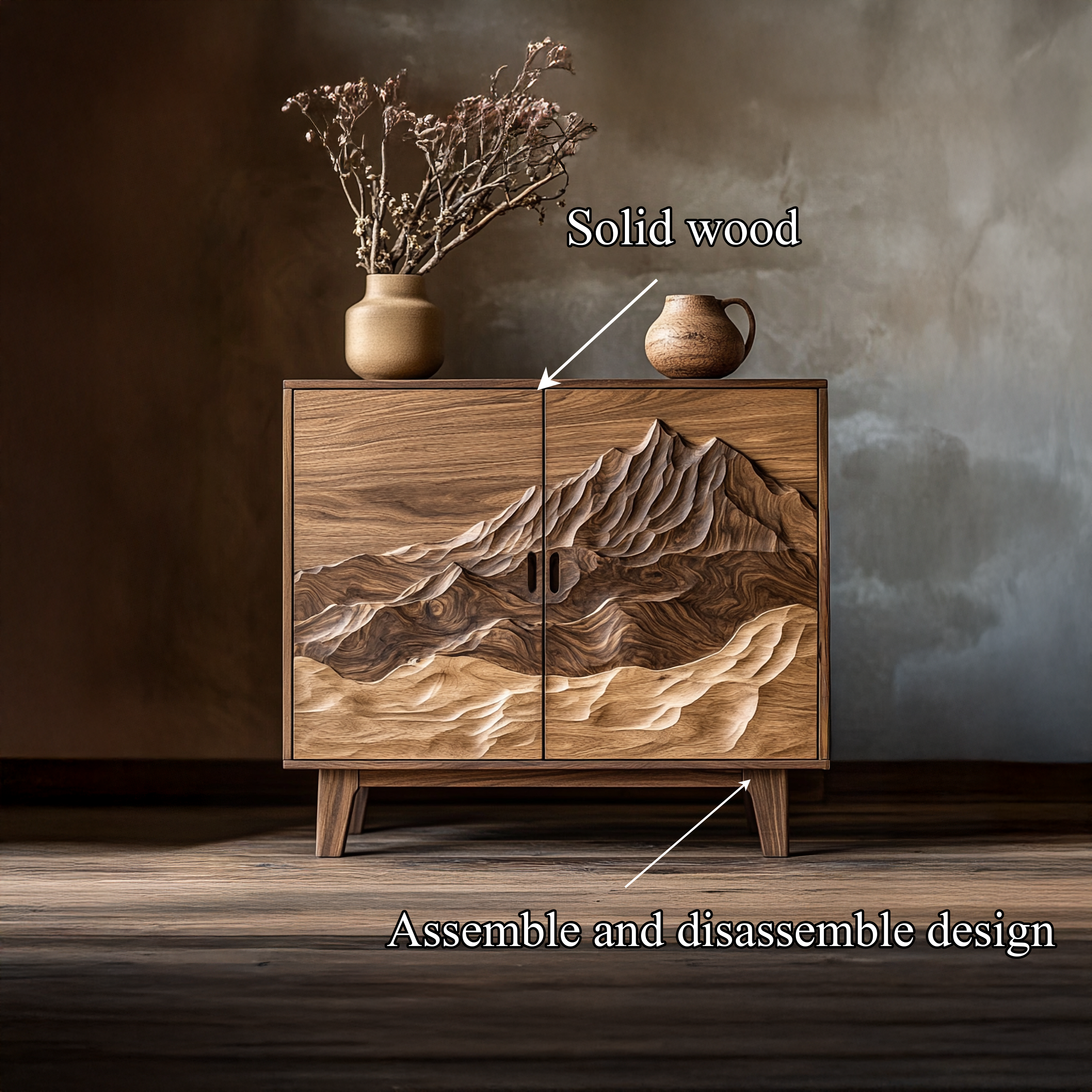 Organic Modern Storage Cabinet For Living Room And Entryway SINLSASC359