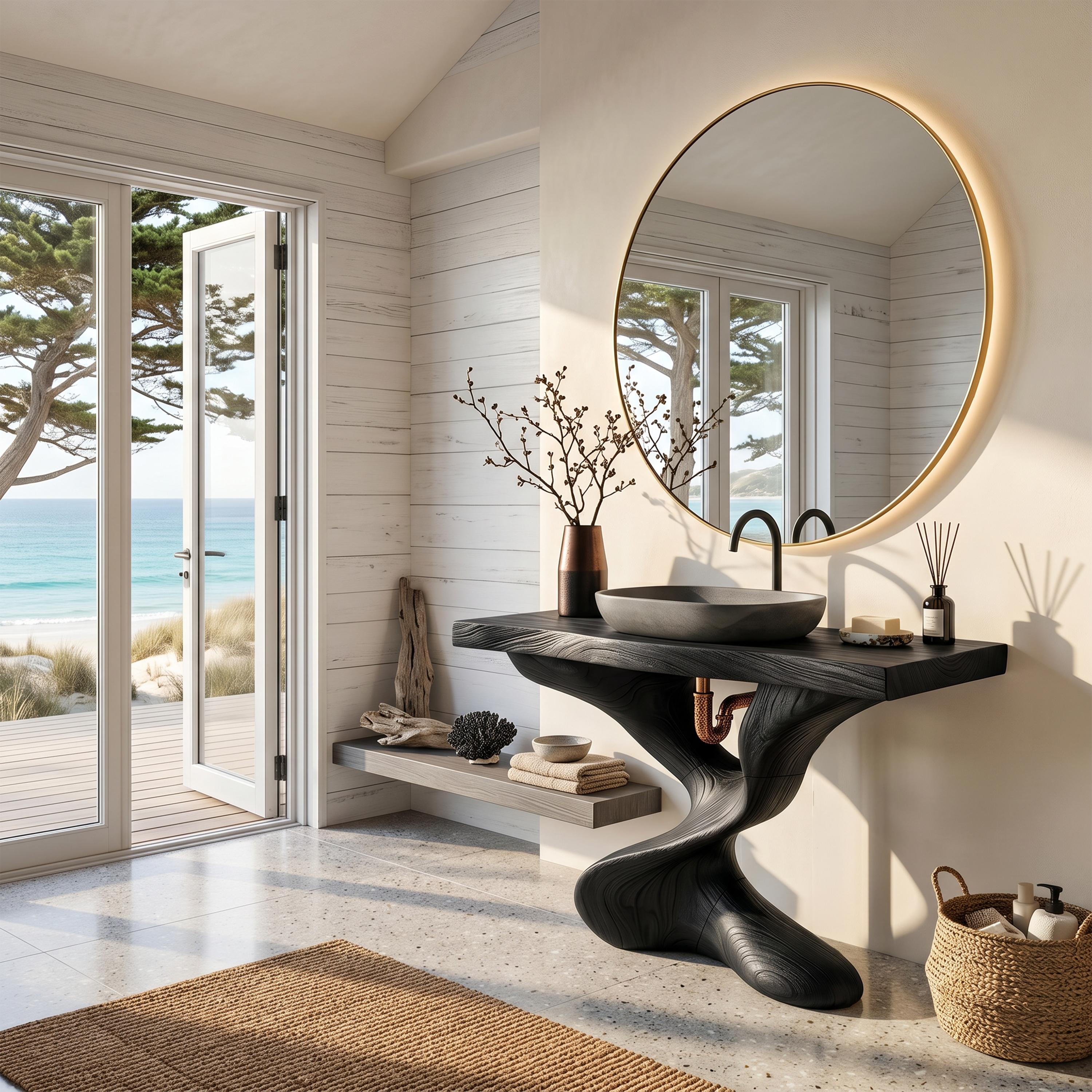 Farmhouse Solid Wood Vanity For Natural Bathroom SILDTTNBRV006
