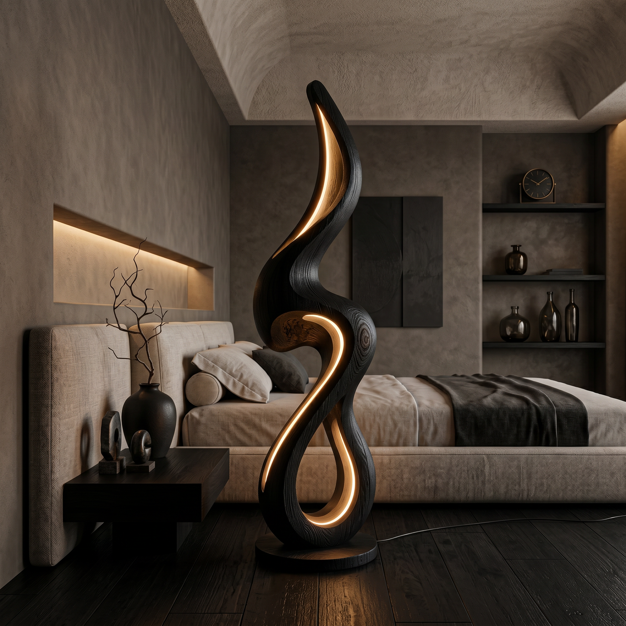 Minimalist Curved Lamp With Shelf For Lounge SILDTTNLAM031