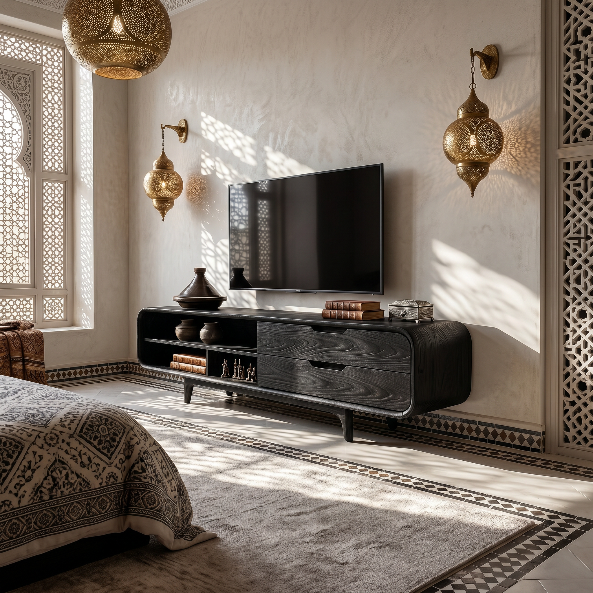 Luxury Walnut TV Cabinet For Elegant Master Suite SILDTTRTVC093