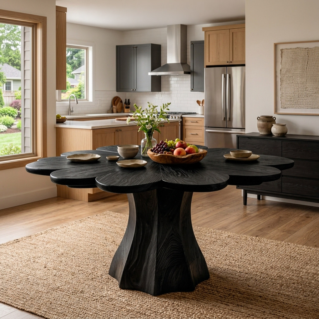 Modern Wooden Dining Table With Petal Top For Dining Area RTTHTTDN049