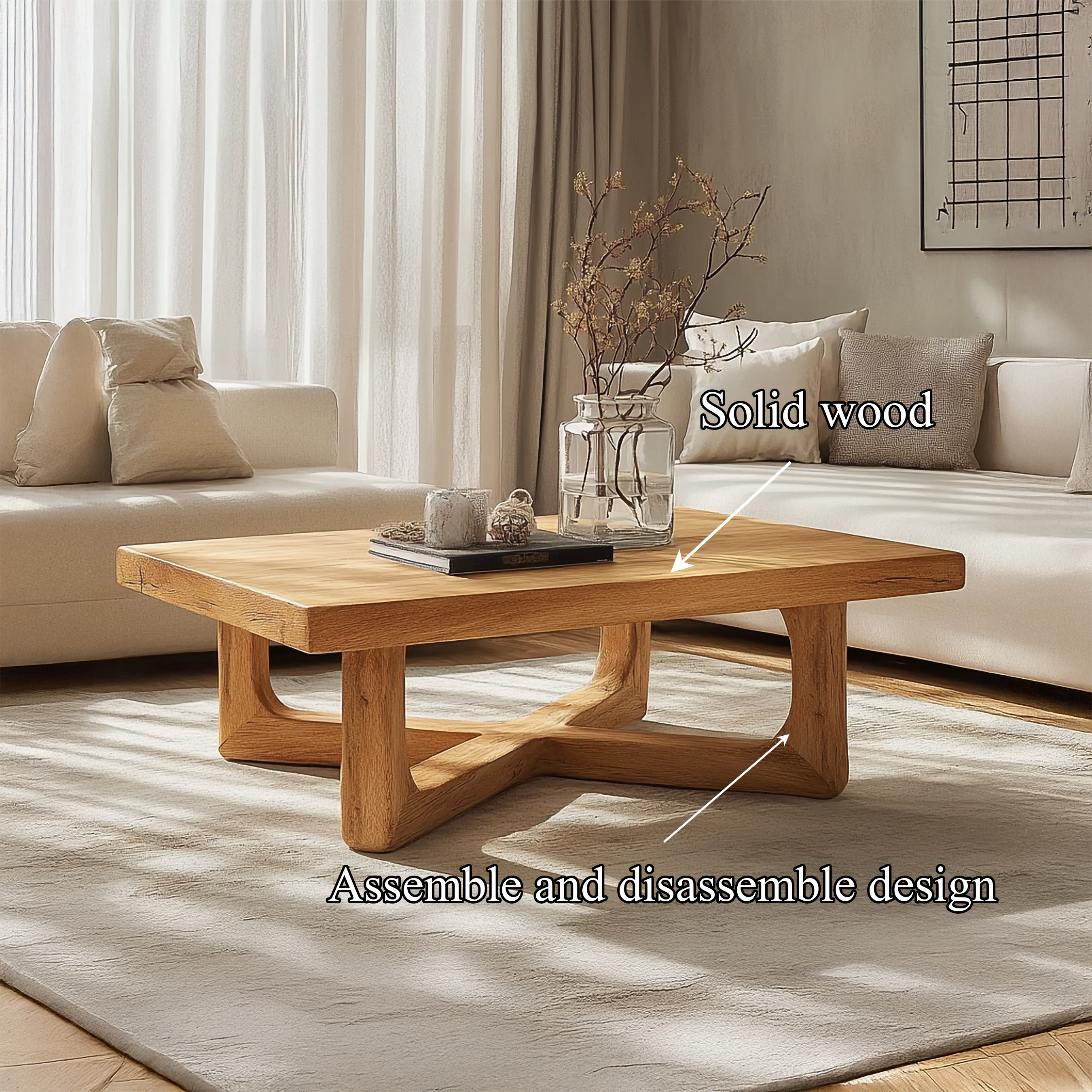 Rustic Natural Edge Coffee Table Living Room SINLSACF271