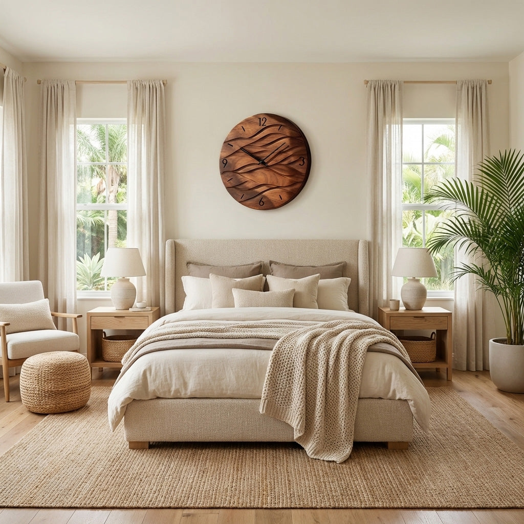 Organic Modern Wood Wave Wall Clock For Living Room RTTHHNWAC018