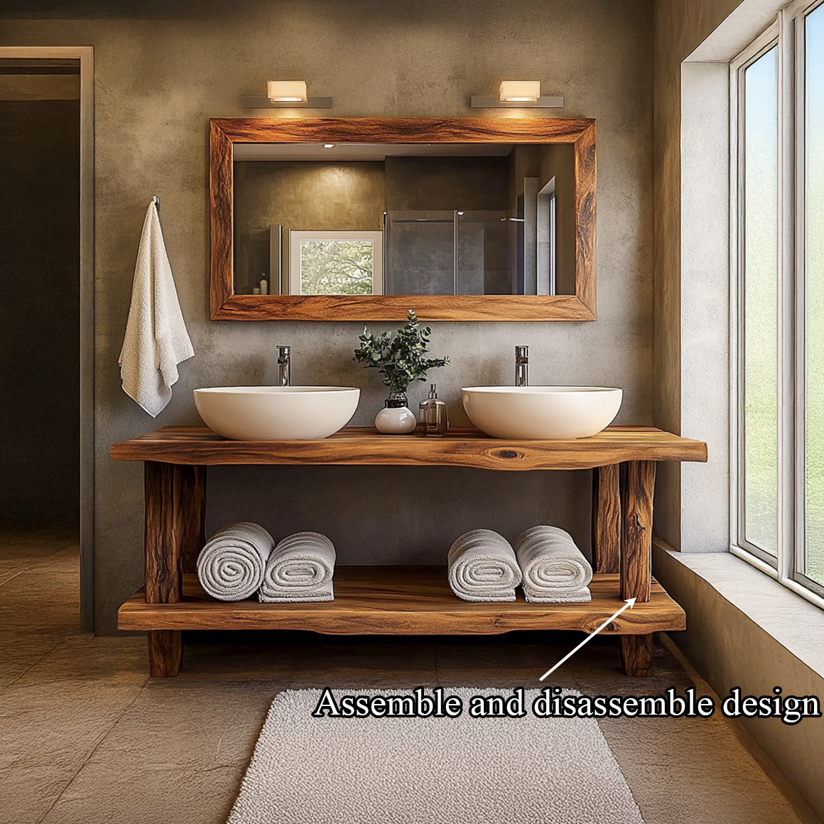 Mid Century Table Bathroom Vanity Natural Wood Bathroom SINLSABRV231