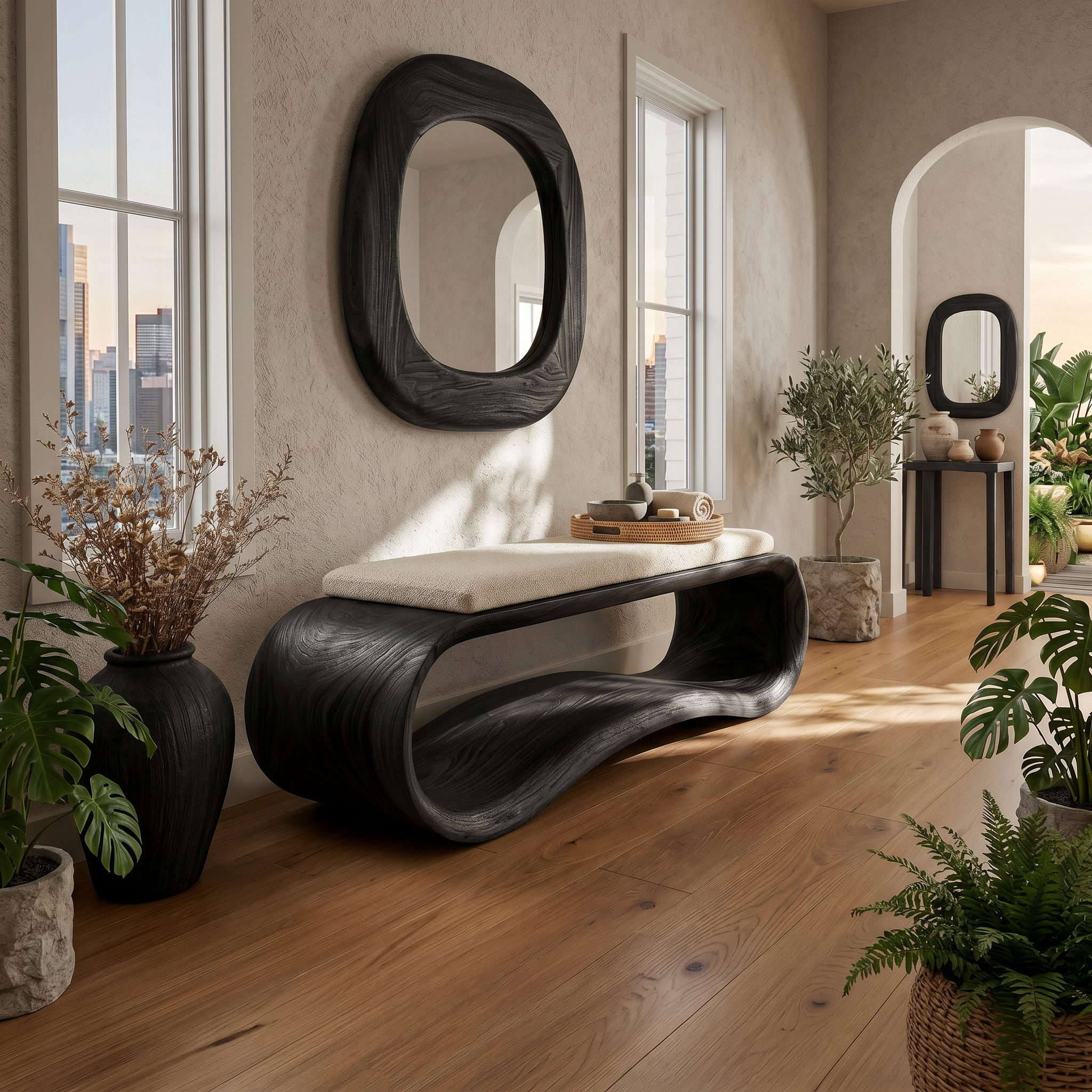 Luxury Wooden Accent Bench Modern Villa SILDTTRBEN065