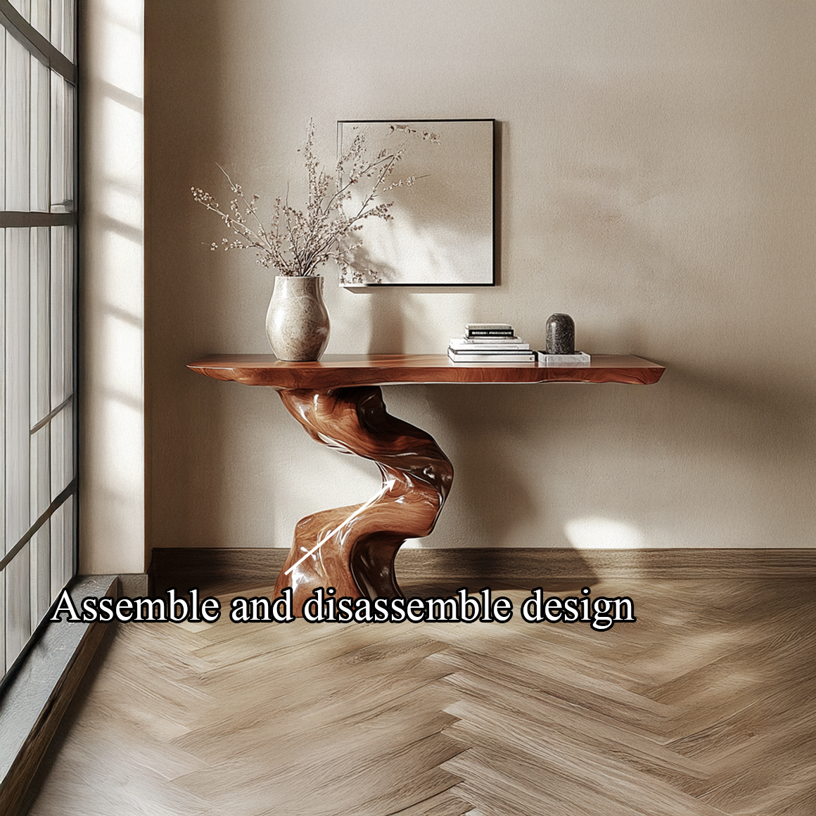 Rustic Entry Table Organic Carved Legs Cozy Corner SINLSACS321