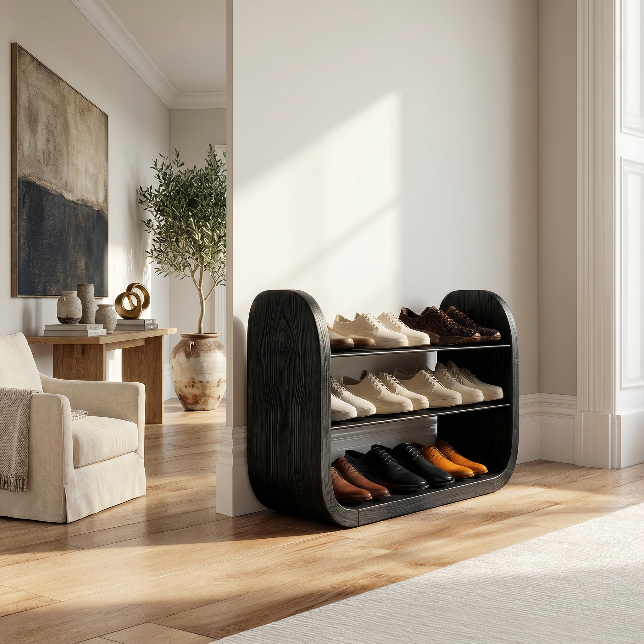 Japandi Vertical Shoe Storage Rack For Entryway Nook Placement SILDTTRSHB023