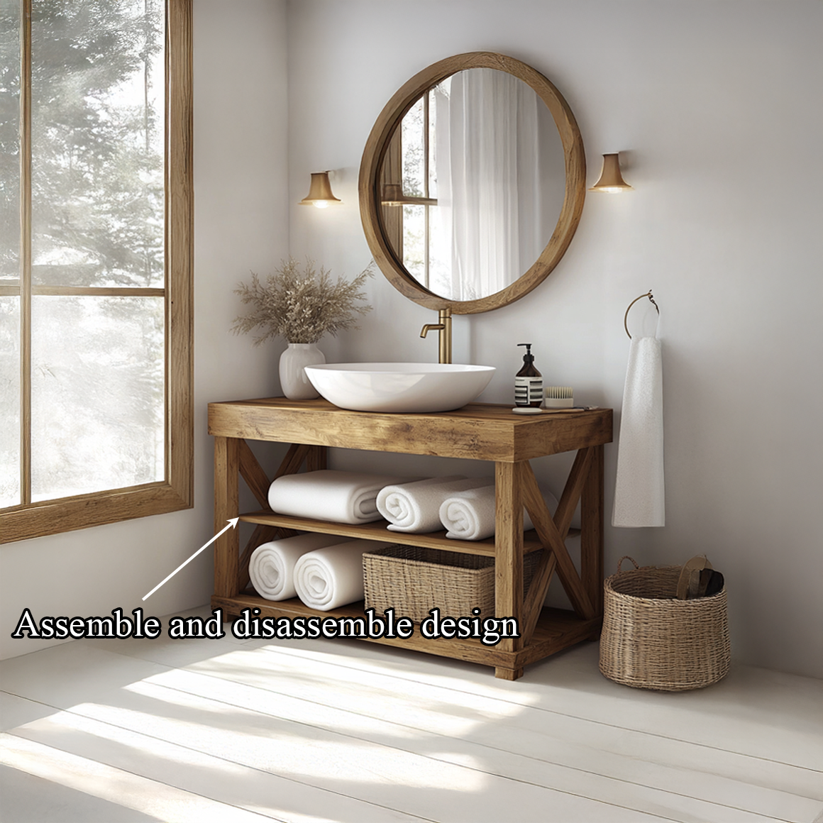 Mid Century Wood Bathroom Vanity Table Minimalist Bathroom Design SINLSABRV197