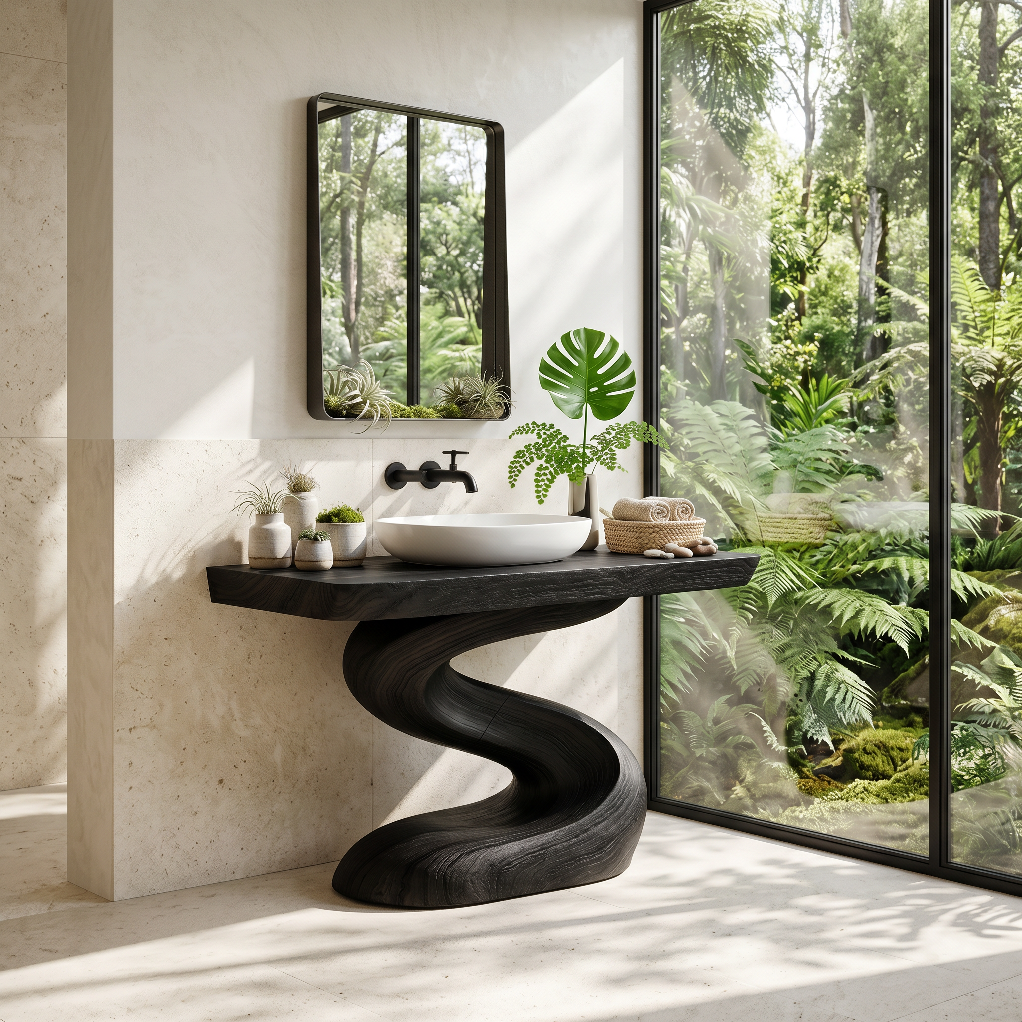 Spa Style Wood Washstand Vanity For Wellness Bathroom SILDTTRBRV154