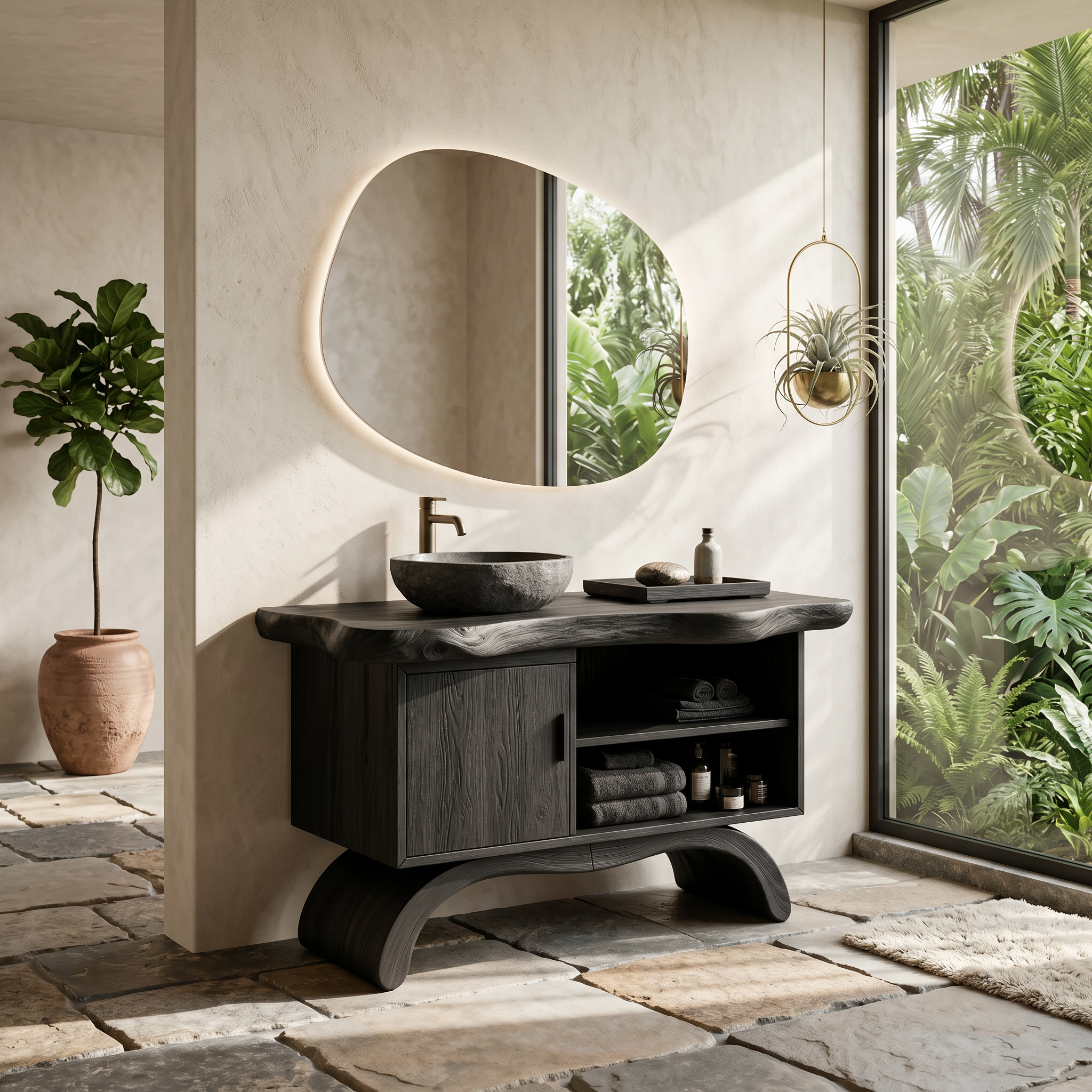 Minimalist Organic Vanity With Open Shelf For Interior SILDTTNBRV065